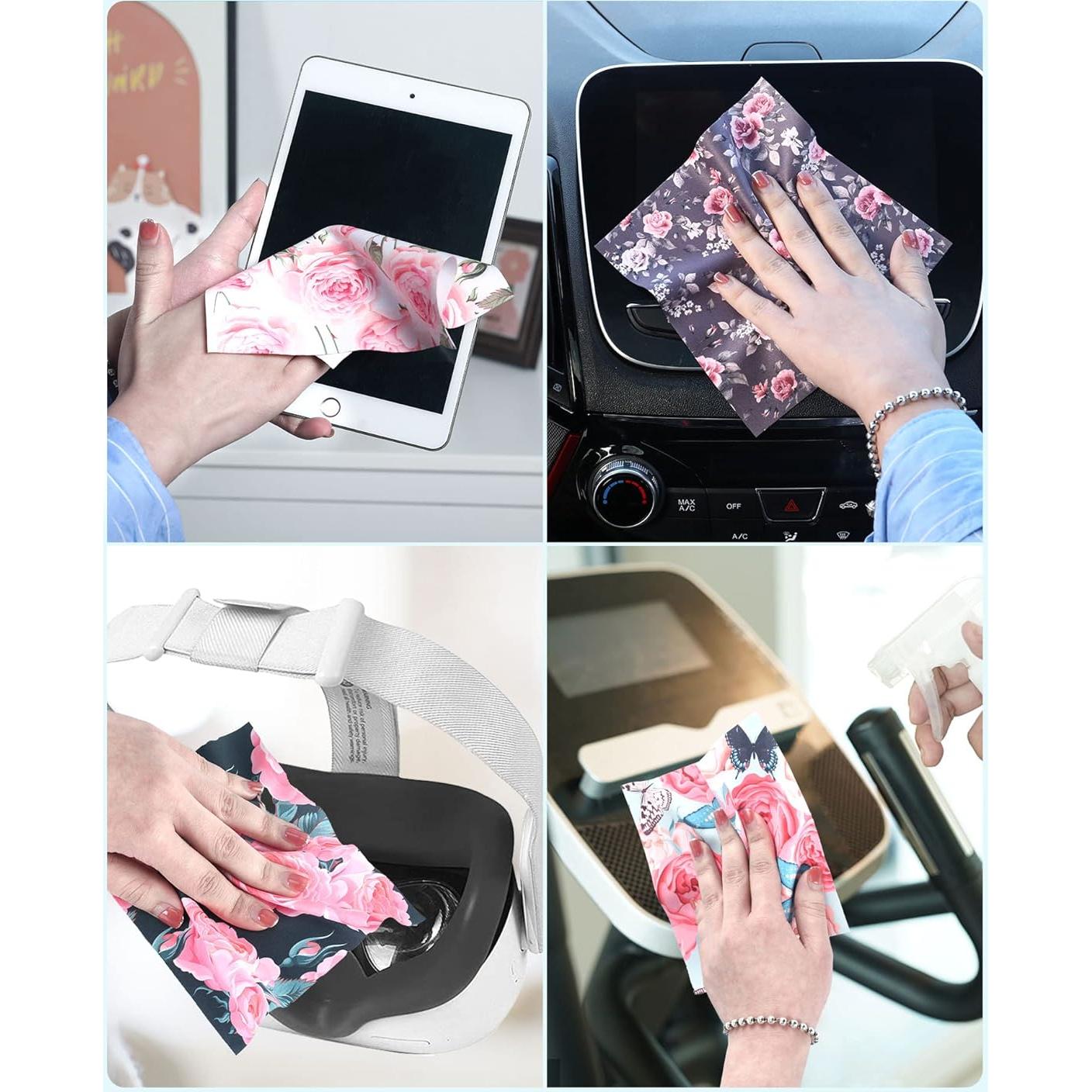 6 Paños de Limpieza de Gafas Microfibra Multicolor Peonía