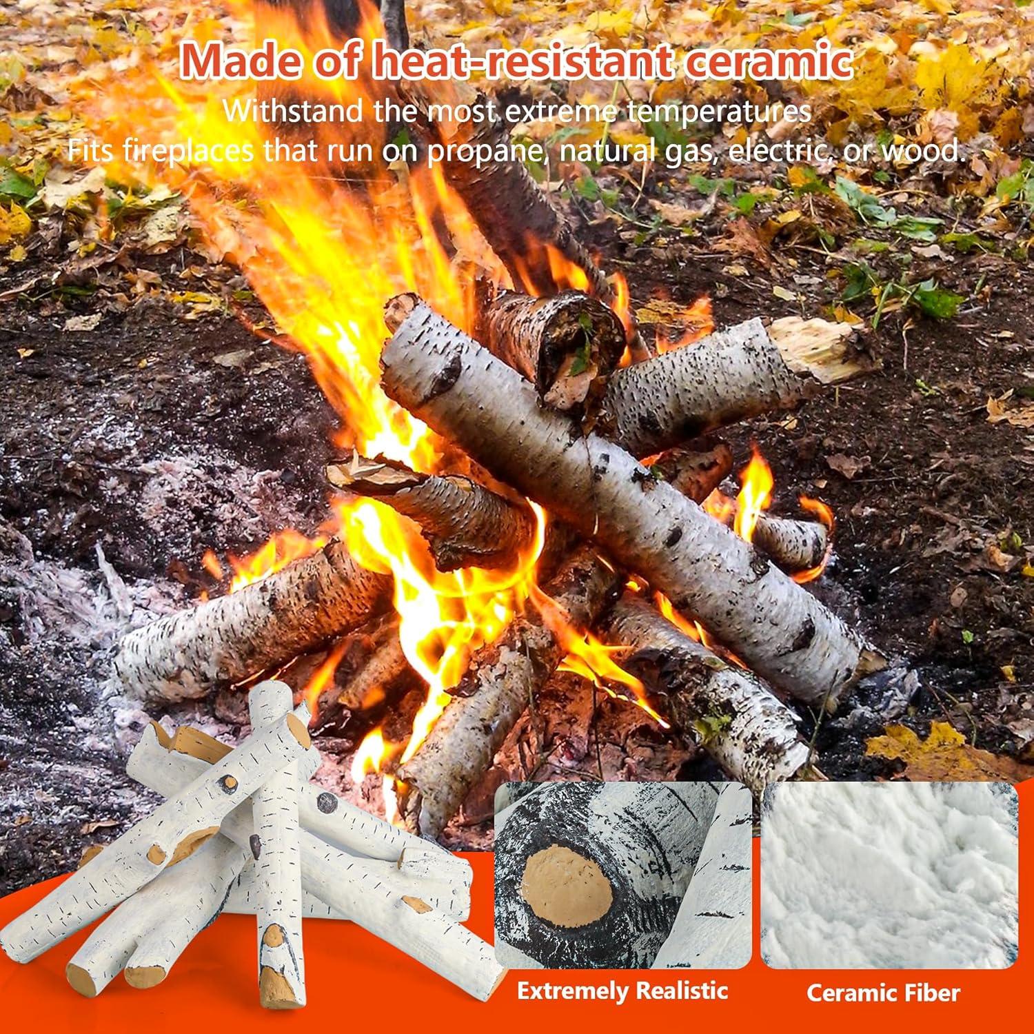 Juego de 6 Troncos Cerámicos para Chimenea FlameDuty 29.5-58.4cm