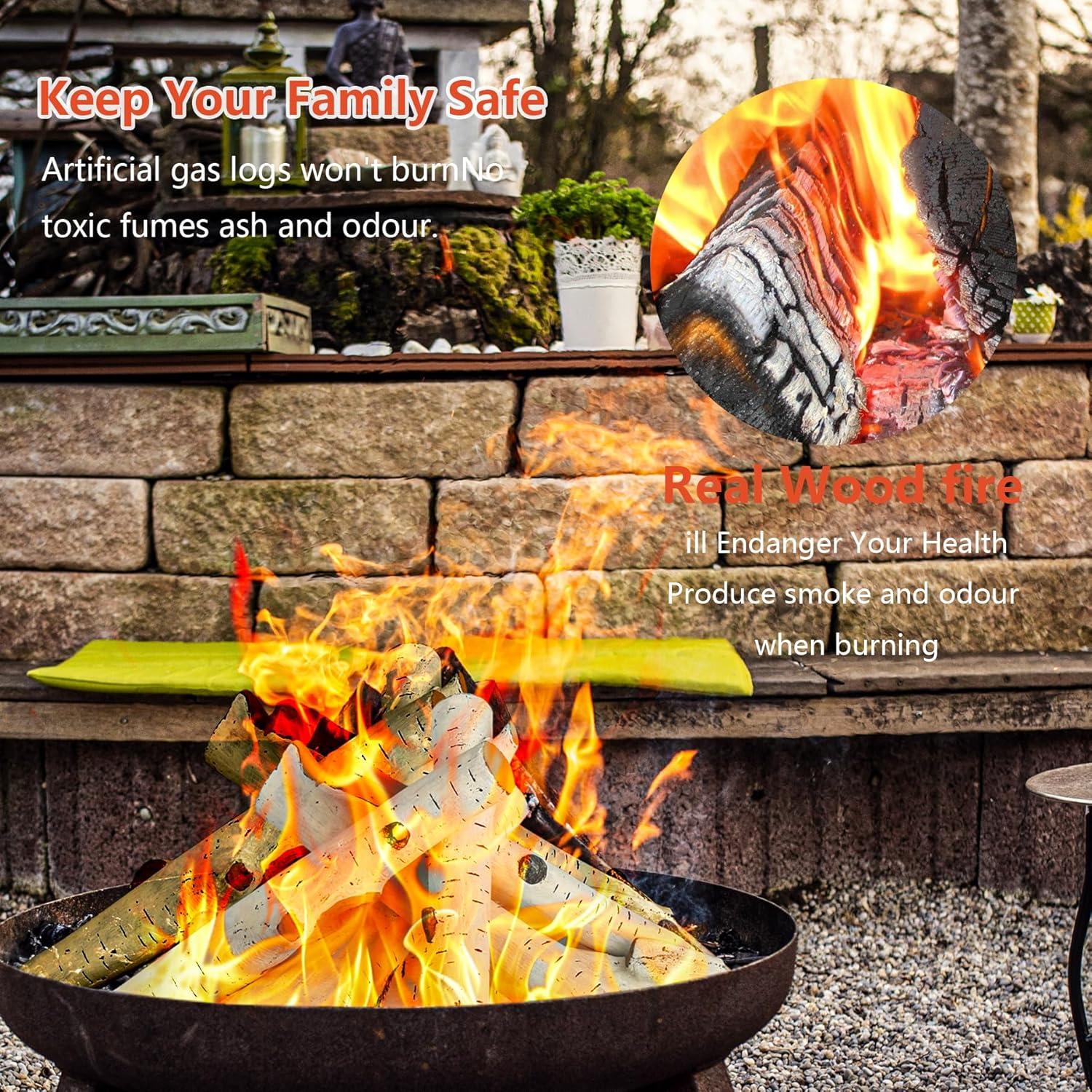 Juego de 6 Troncos Cerámicos para Chimenea FlameDuty 29.5-58.4cm