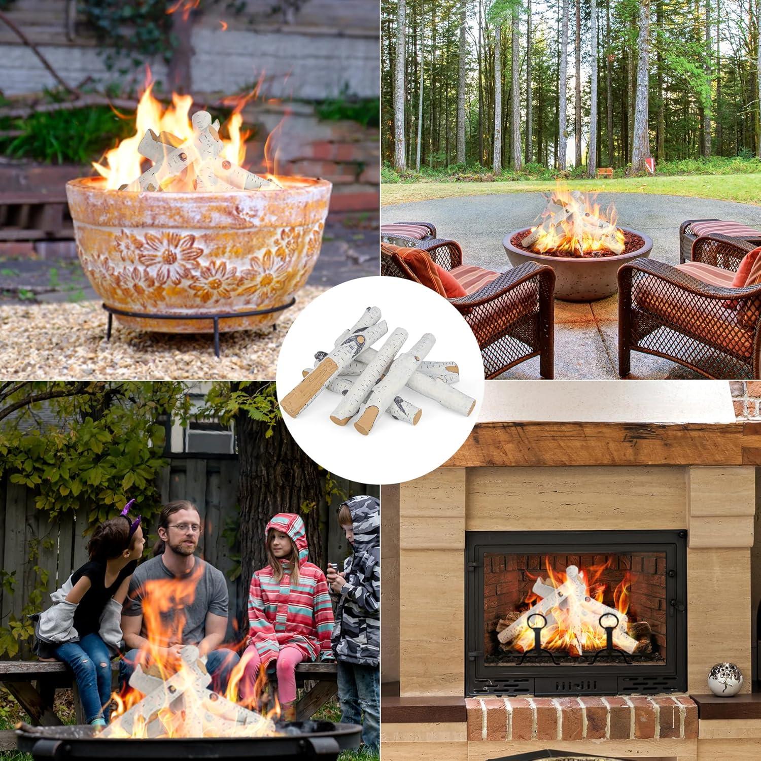 Juego de 6 Troncos Cerámicos para Chimenea FlameDuty 29.5-58.4cm