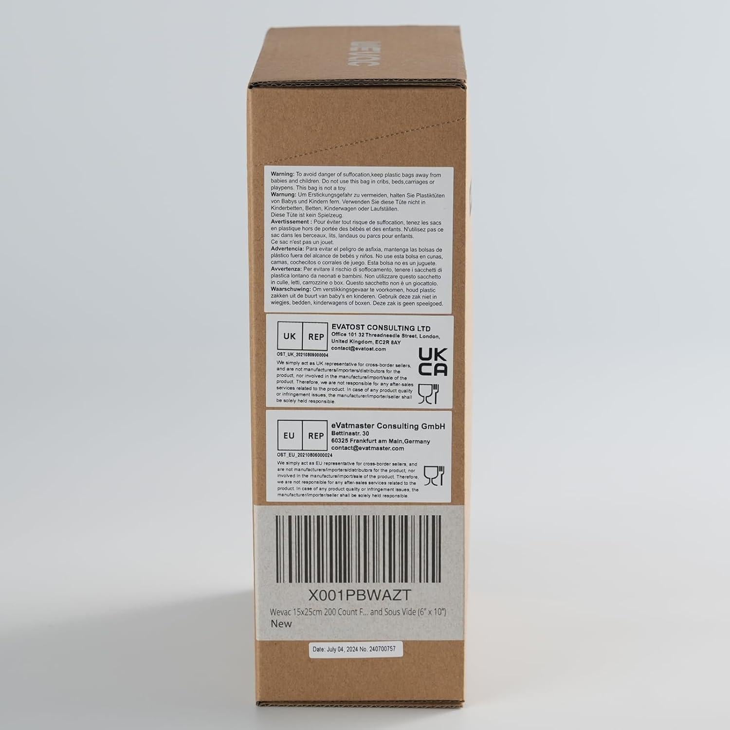 Bolsas al Vacío Wevac 200 Cuento 15x25 cm Libre de BPA