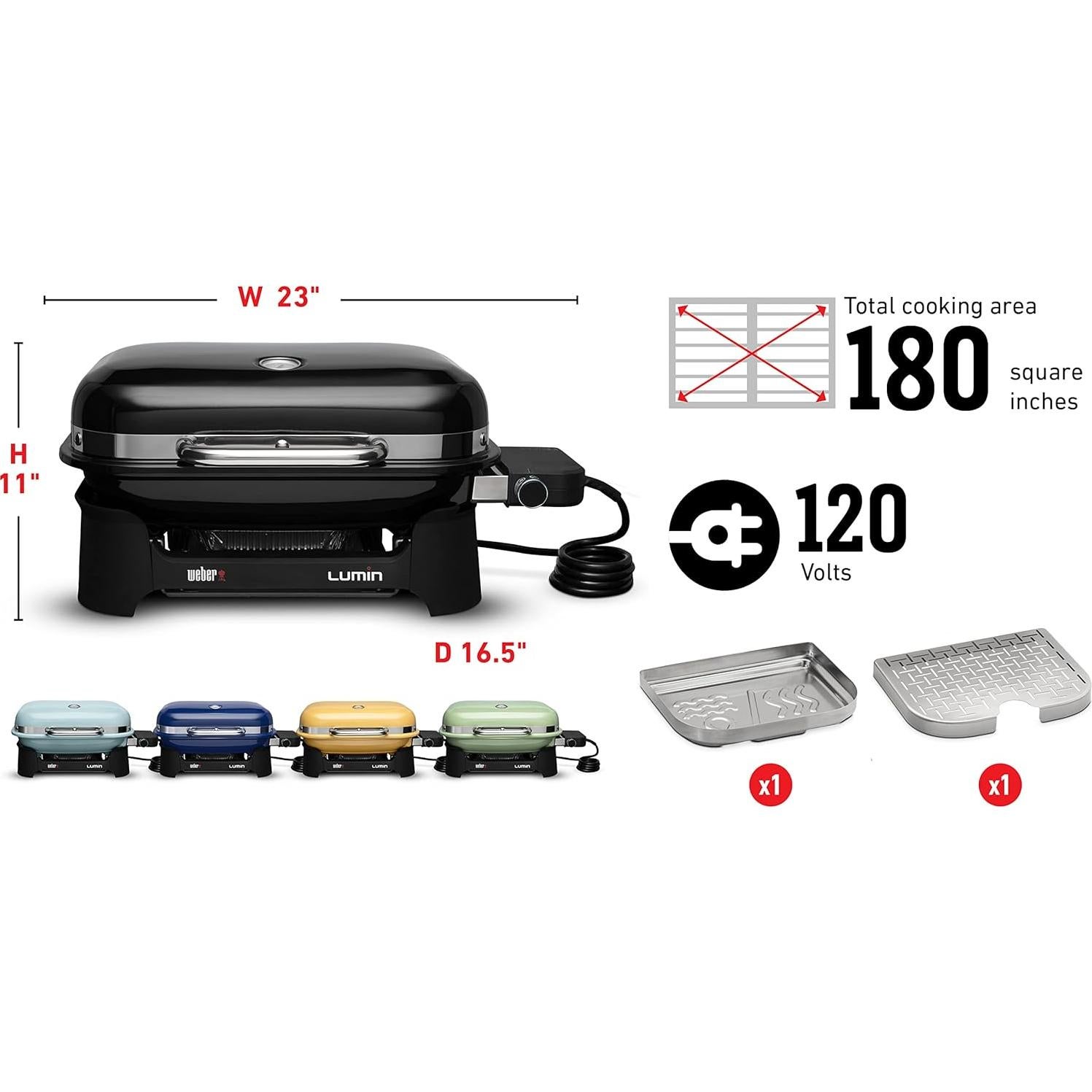 Parrilla Eléctrica Weber Lumin Compacta Negra 1560W