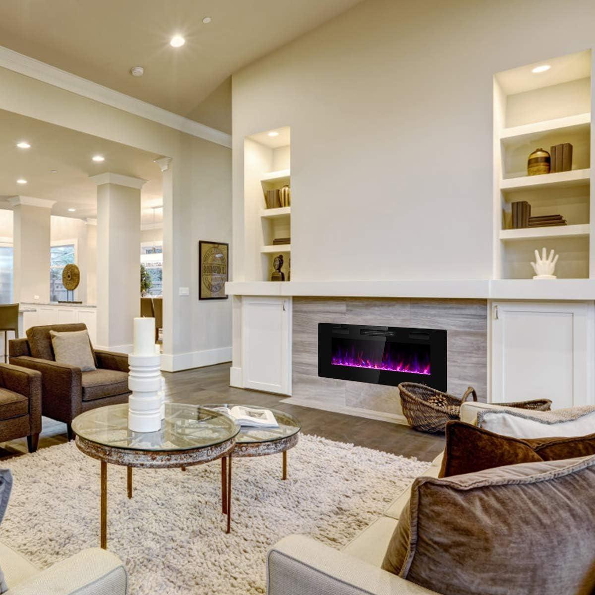 Chimenea Eléctrica Empotrada Tangkula 106.68 cm con Control Remoto