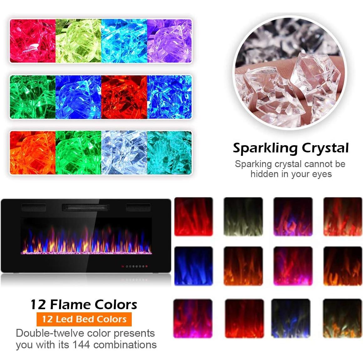 Chimenea Eléctrica Empotrada Tangkula 106.68 cm con Control Remoto