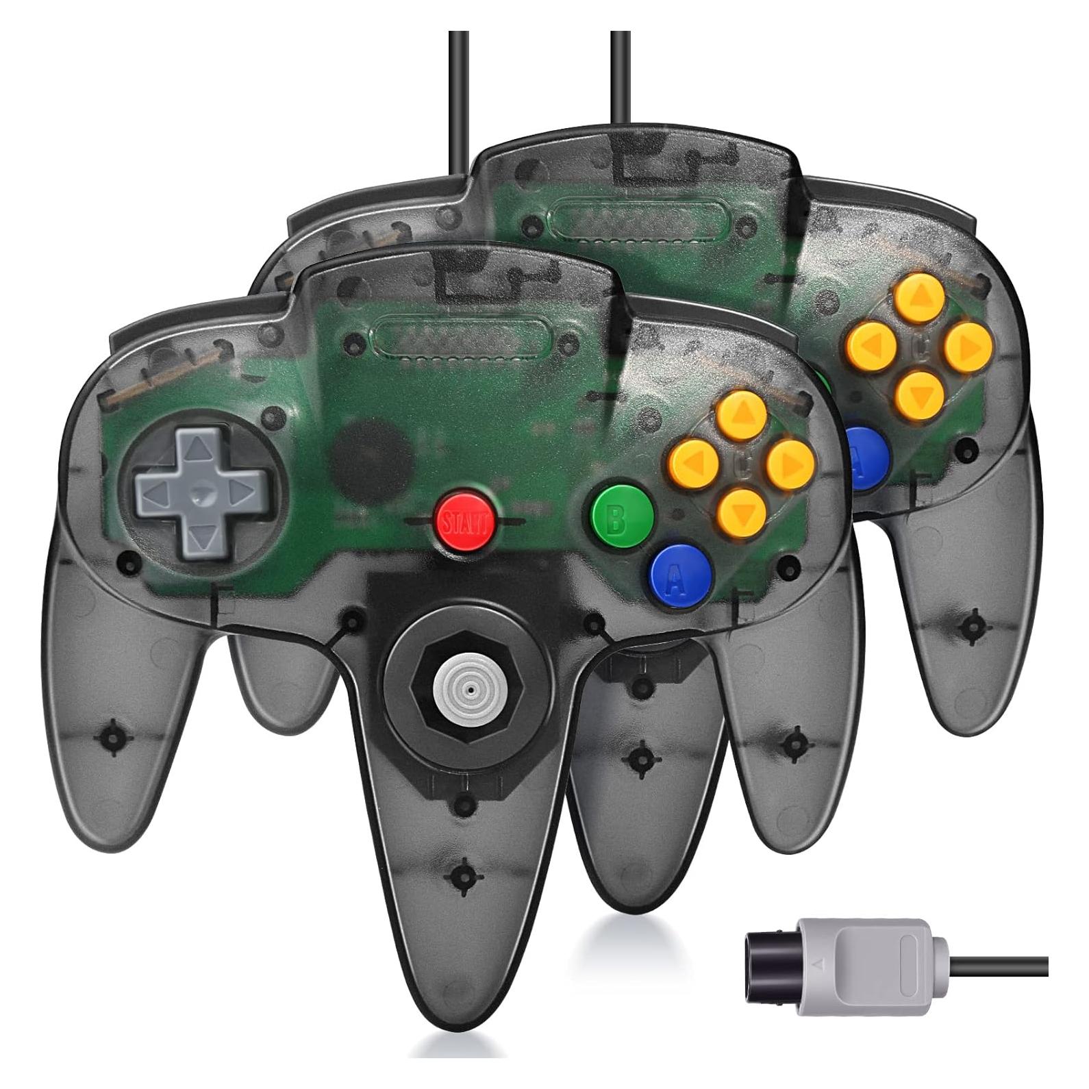 Controlador Con Cable FISUPER N64 - 2 Pack Negro Transparente