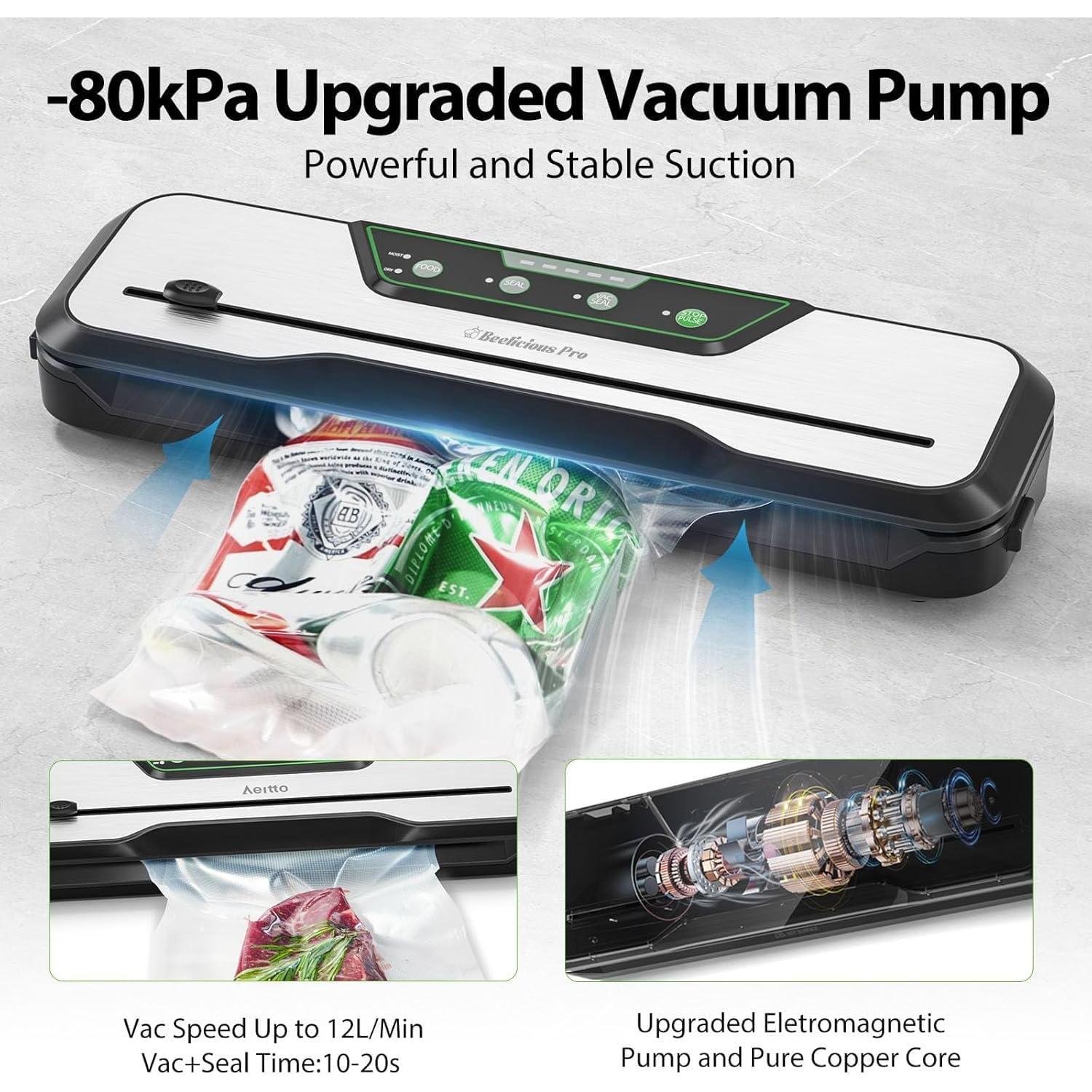 Máquina de Sellado al Vacío Beelicious Pro 80kPa 8-en-1