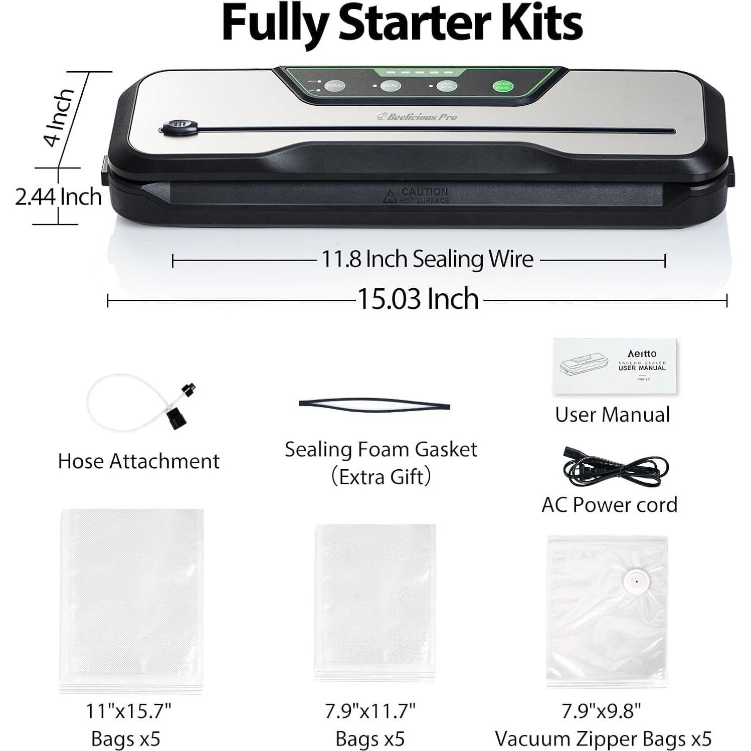 Máquina de Sellado al Vacío Beelicious Pro 80kPa 8-en-1