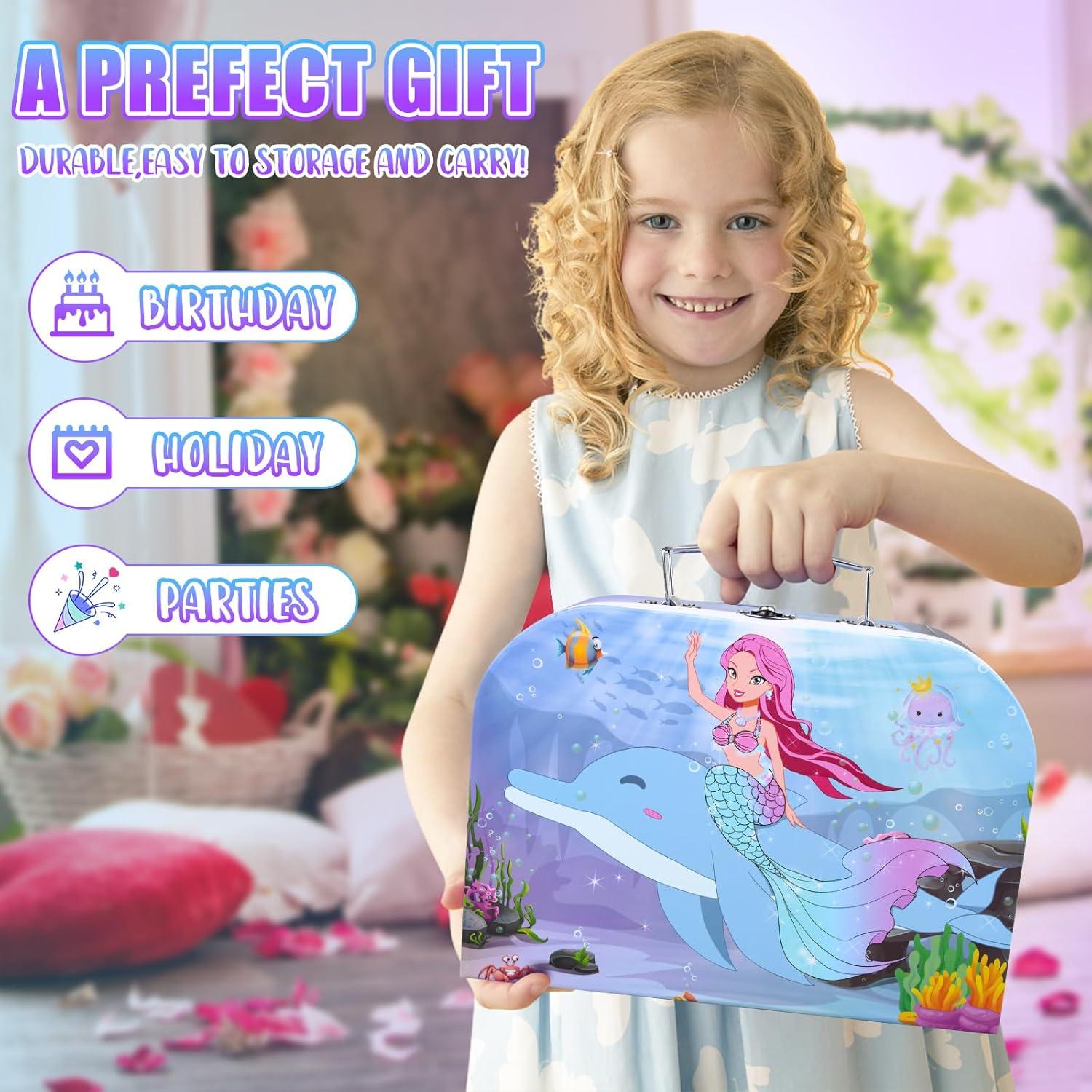 Juego de té Auney para niñas 36 piezas con estuche rosa