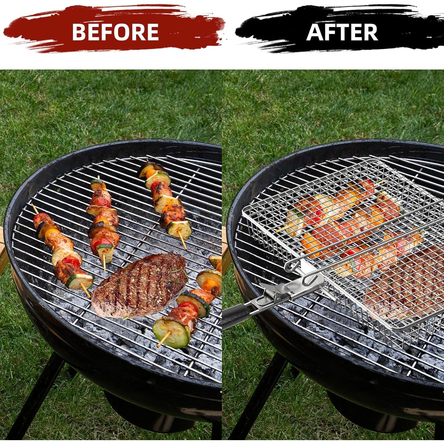 Cesta de Parrilla CEBERVICE Extra Grande Acero Inoxidable 36x24cm