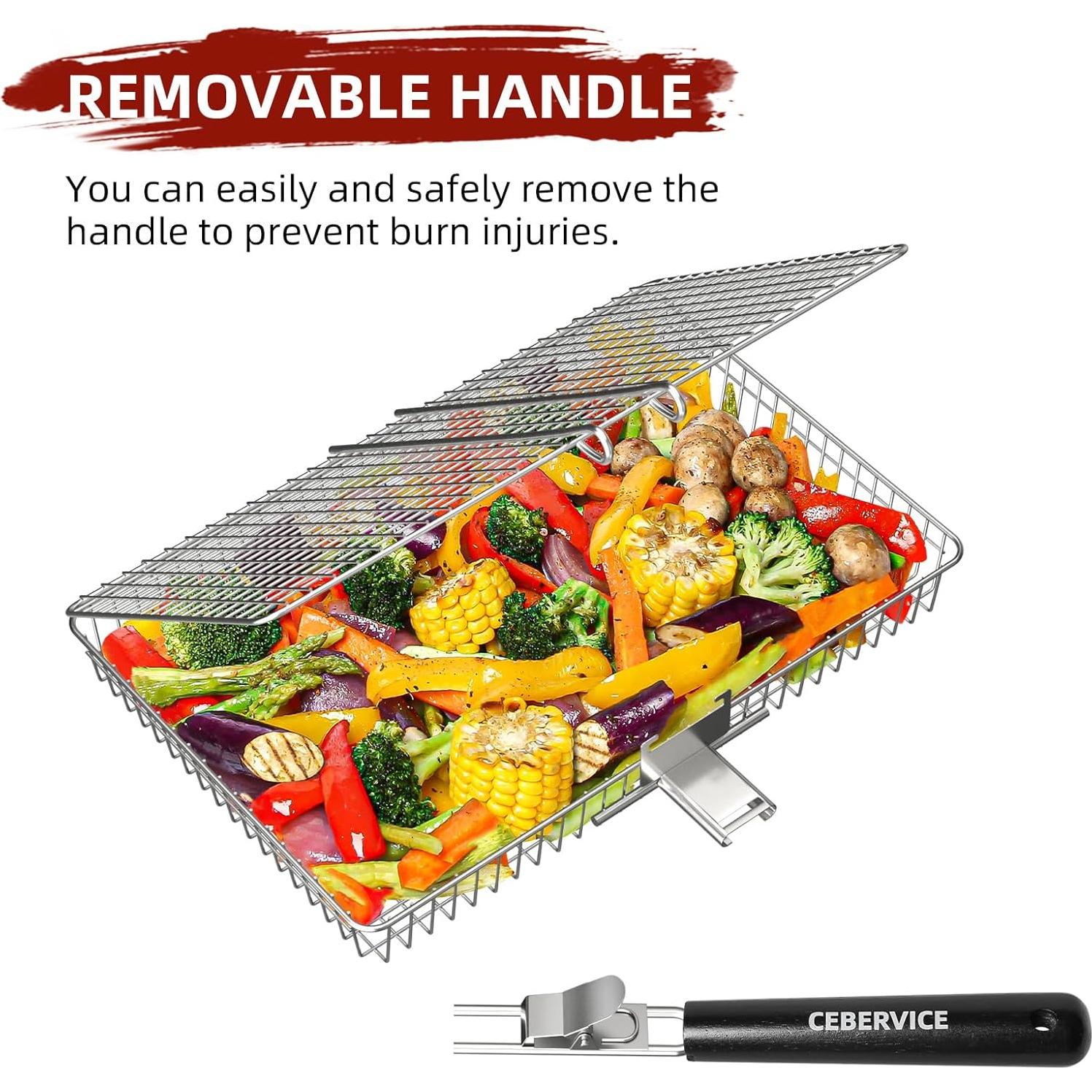 Cesta de Parrilla CEBERVICE Extra Grande Acero Inoxidable 36x24cm