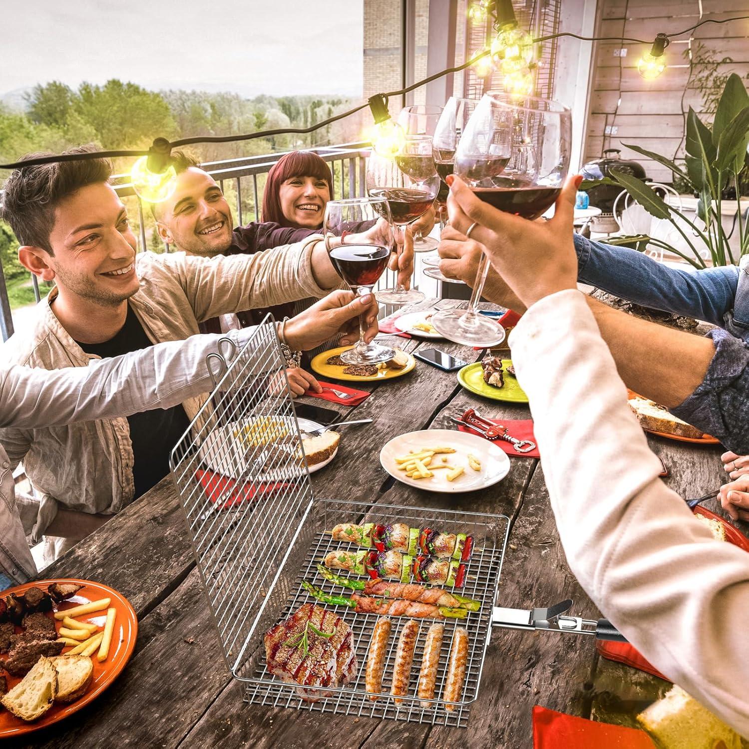 Cesta de Parrilla CEBERVICE Extra Grande Acero Inoxidable 36x24cm