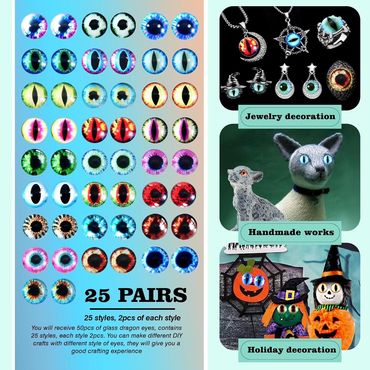 Ojos de Dragón de Vidrio TOAOB 50pcs 15mm Manualidades DIY