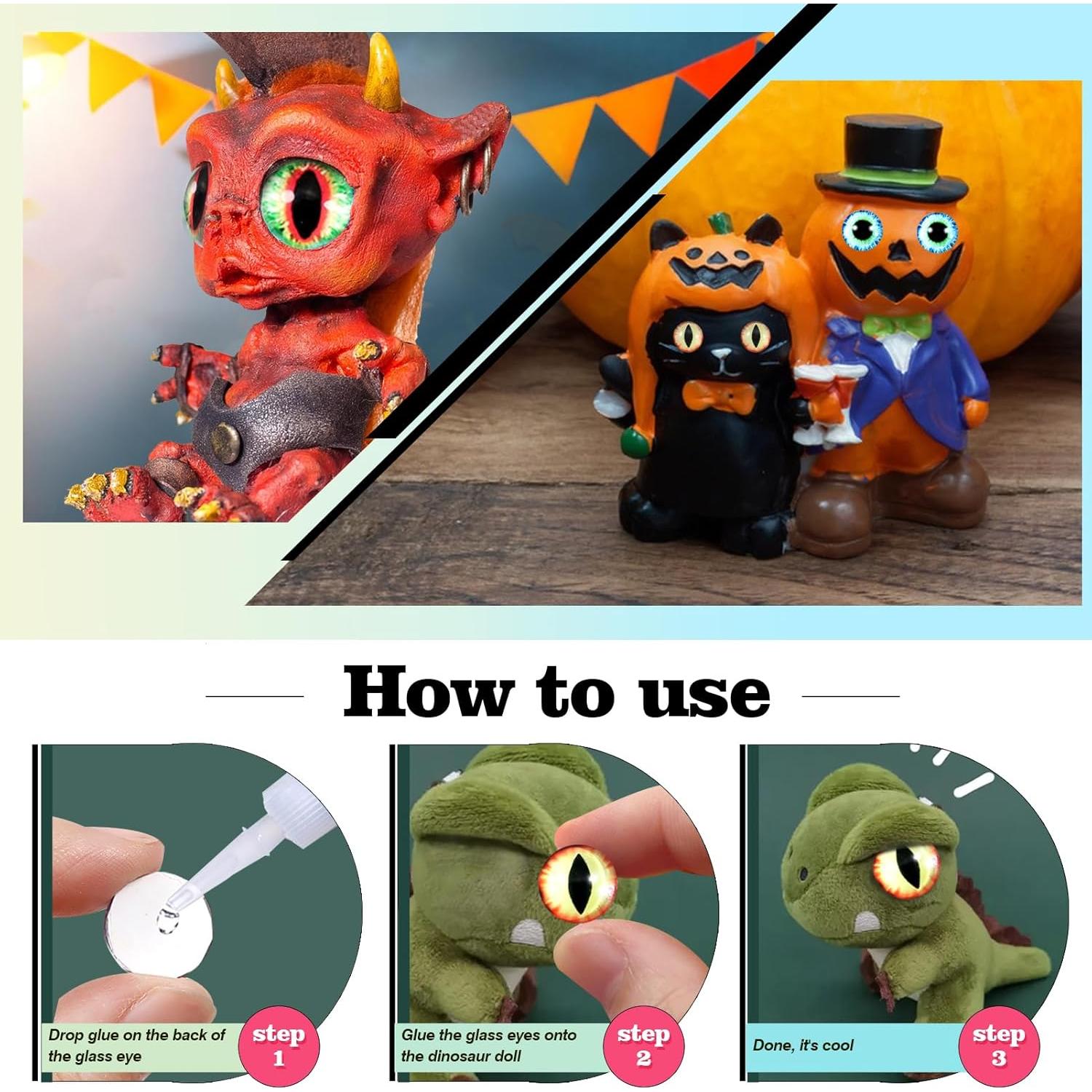 Ojos de Dragón de Vidrio TOAOB 50pcs 15mm Manualidades DIY