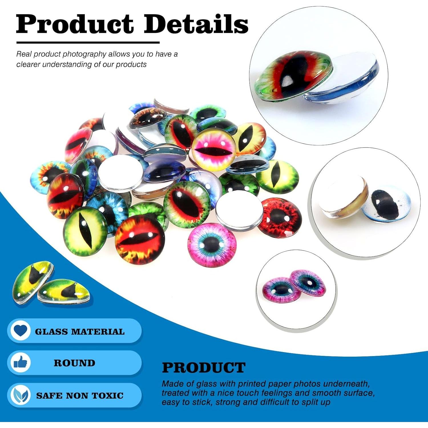 Ojos de Dragón de Vidrio TOAOB 50pcs 15mm Manualidades DIY