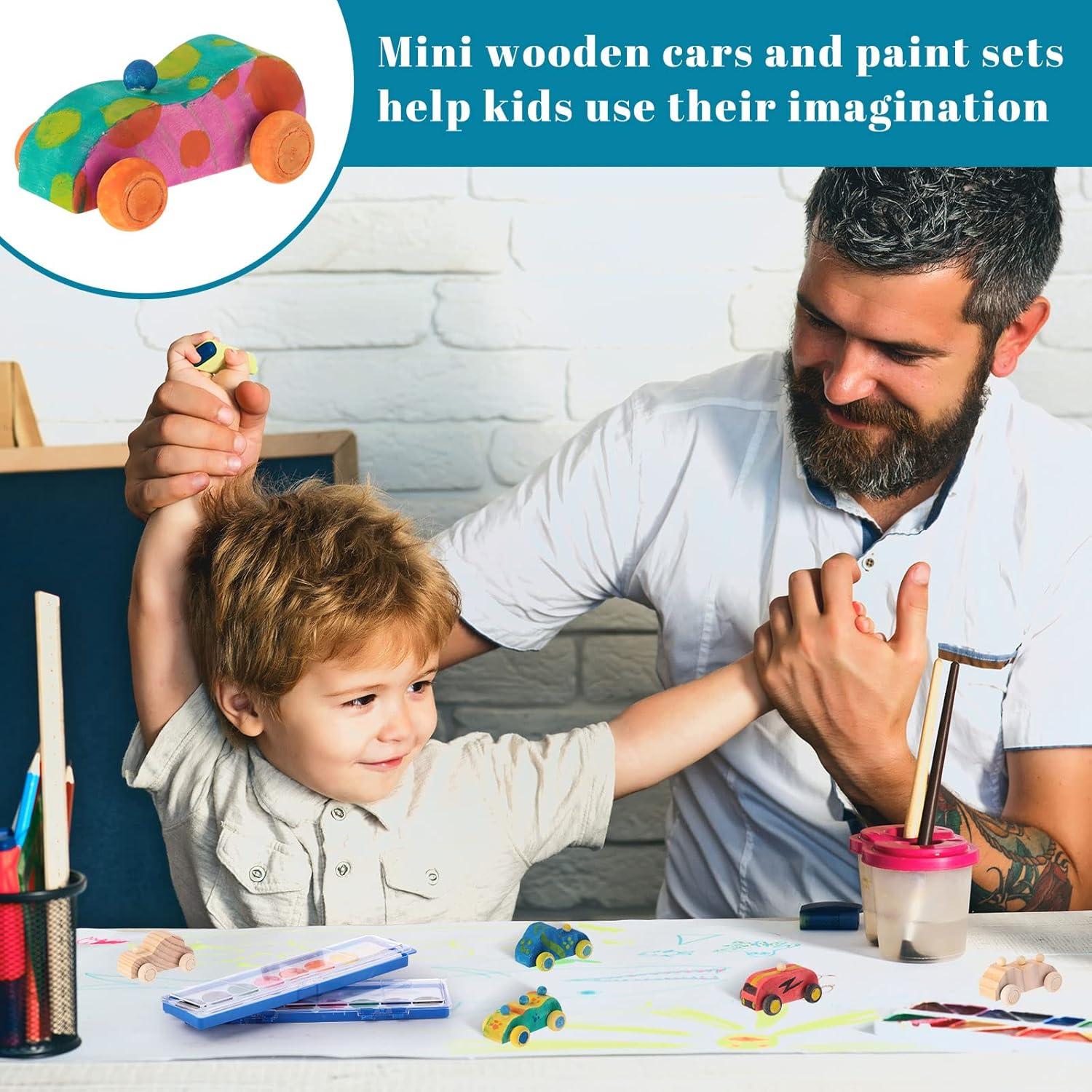 Juegos de Coches de Madera Pintables Leitee - 12 Piezas