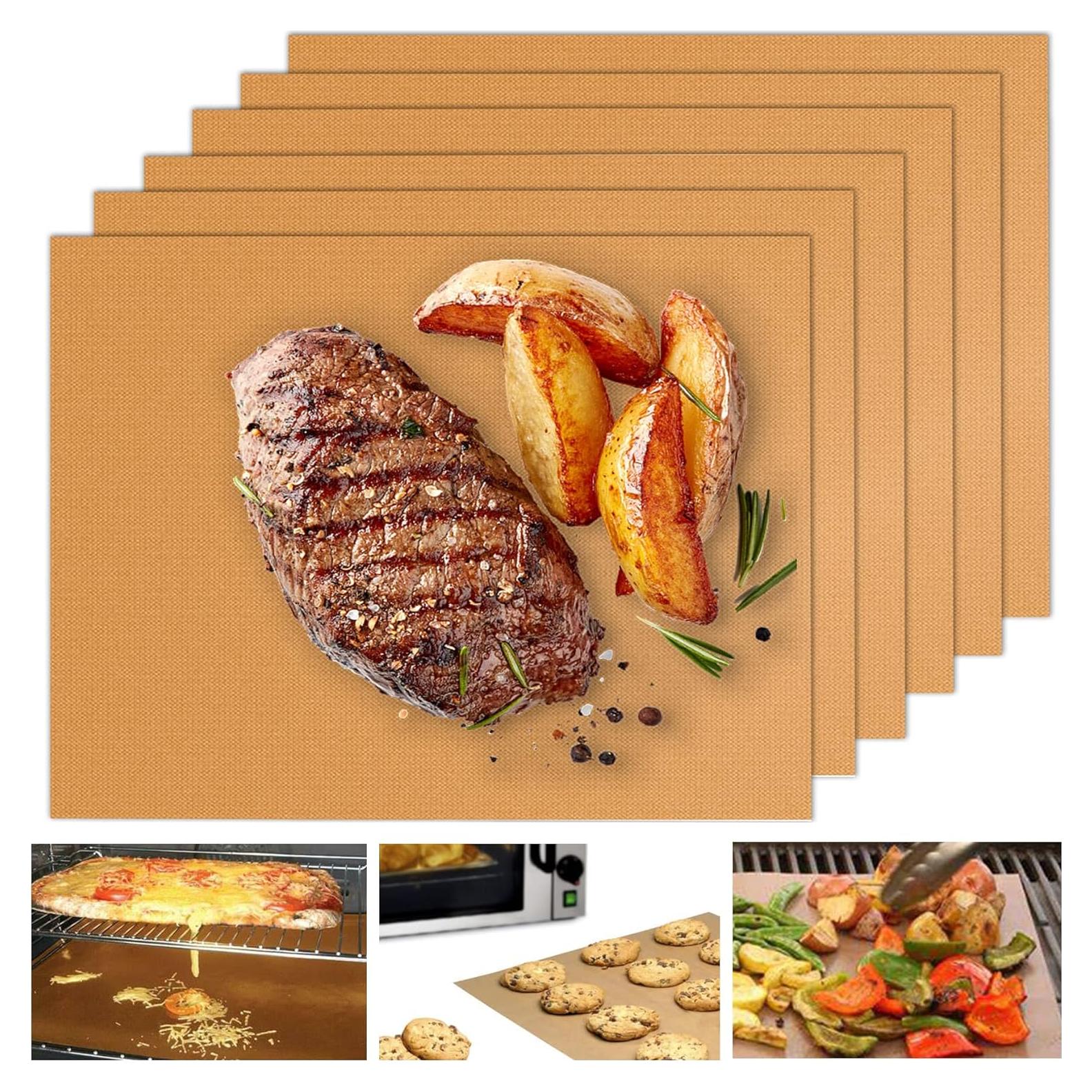 Mats de Parrilla UBeesize Set de 6 Antiadherentes 40x33 cm