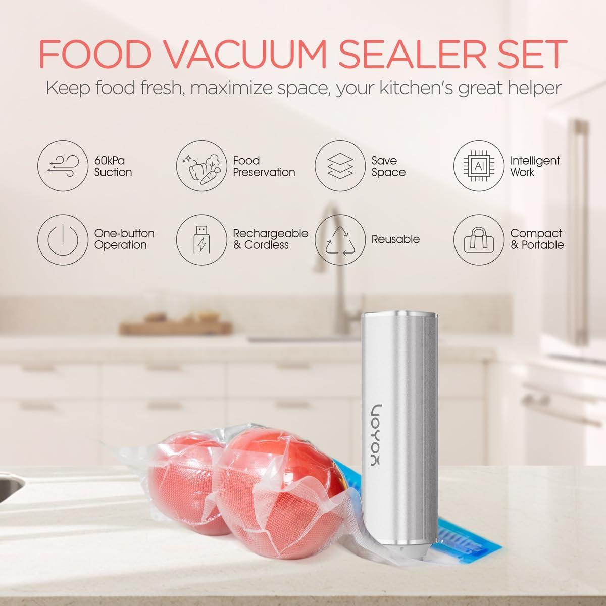 Sellador de Vacío VOYOR VS210 Portátil con 5 Bolsas