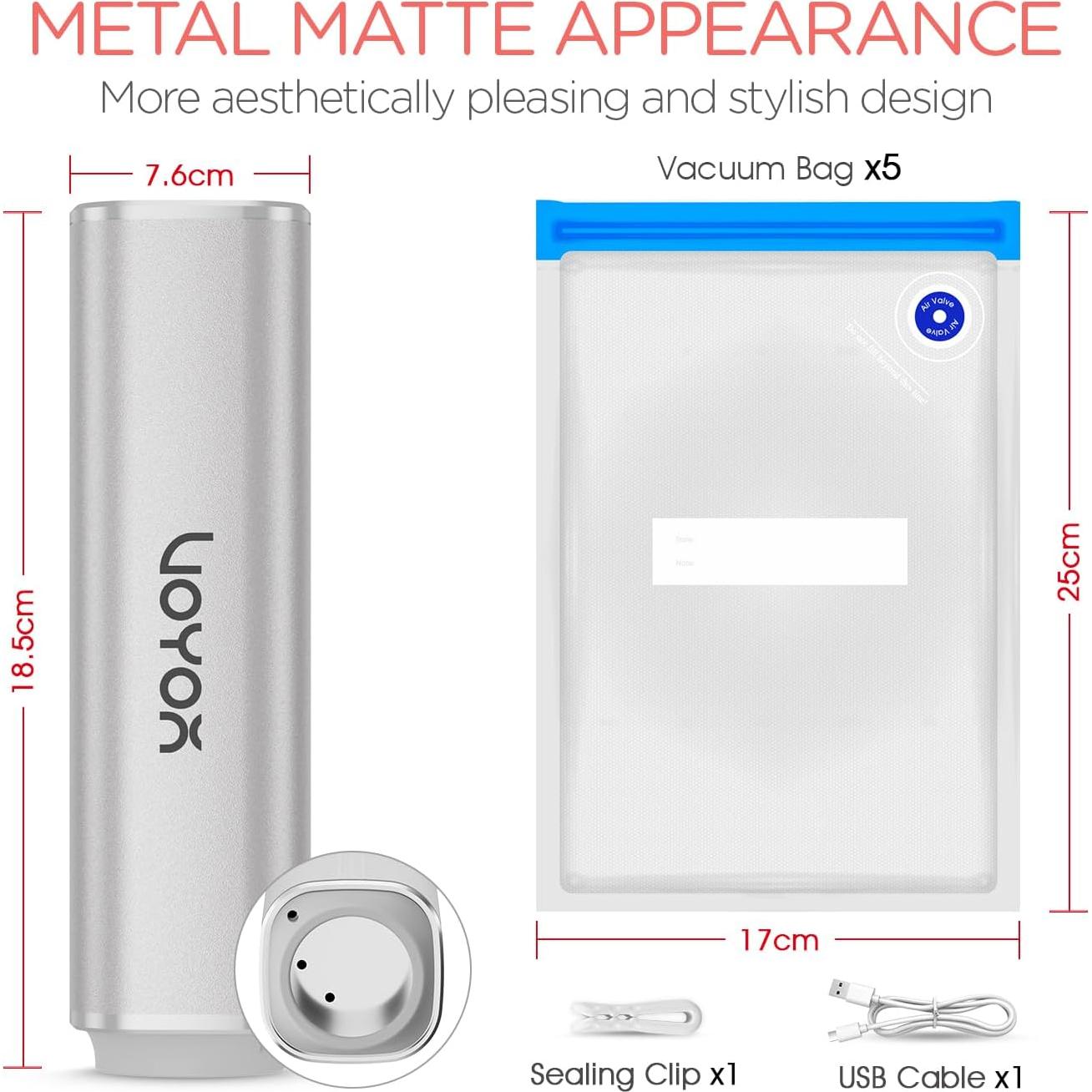 Sellador de Vacío VOYOR VS210 Portátil con 5 Bolsas
