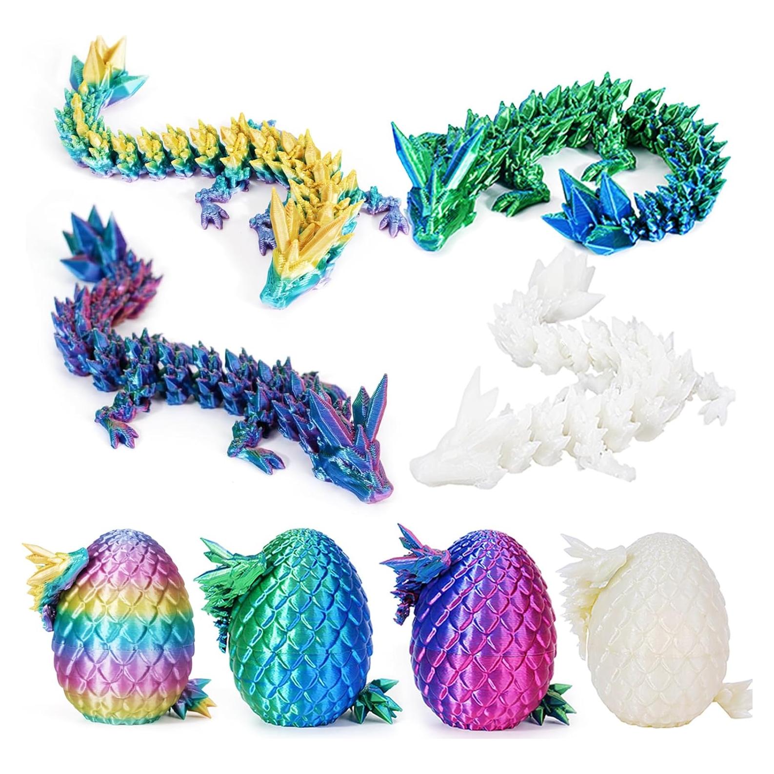Huevos de Dragón 3D SHUWND - Set de 4 Mini Juguetes Articulados