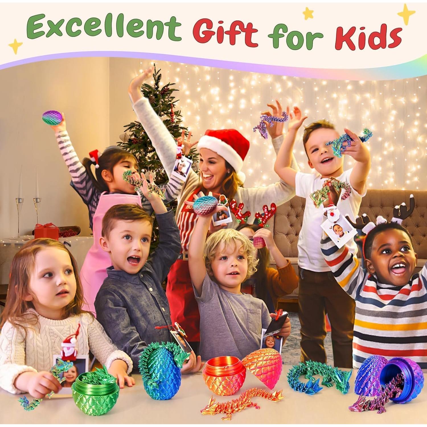 Huevos de Dragón 3D SHUWND - Set de 4 Mini Juguetes Articulados