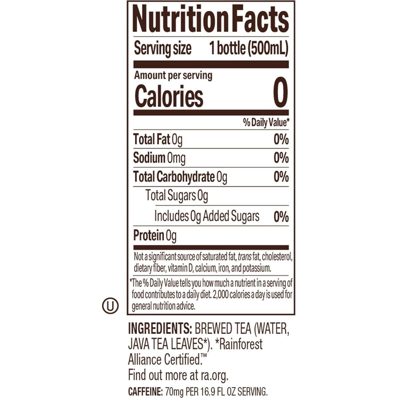 Té Helado Negro Tejava Original 12 Botellas 500 ml Sin Azúcar