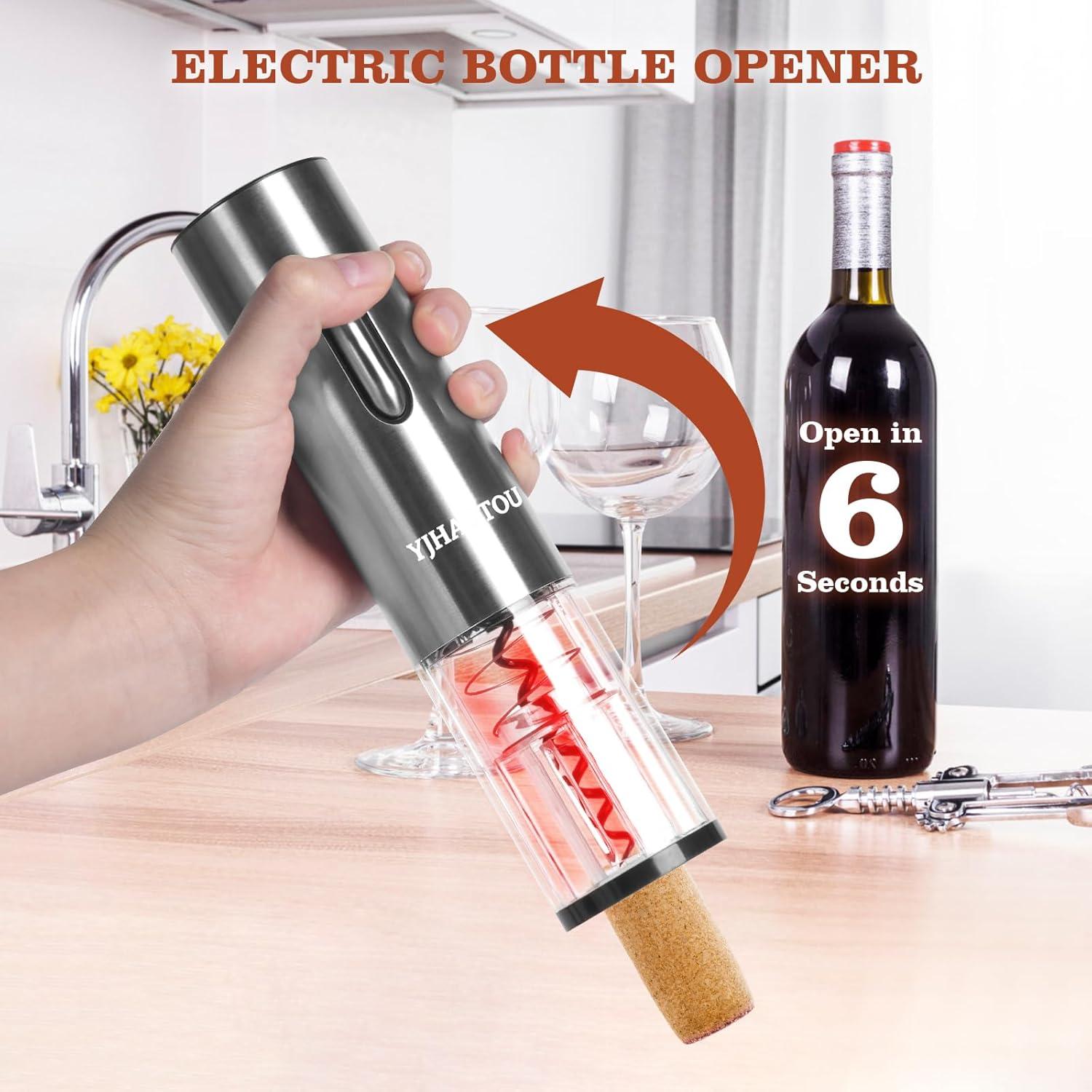 Abridor de Vino Eléctrico YJHAOTOU 5 en 1 Acero Inoxidable