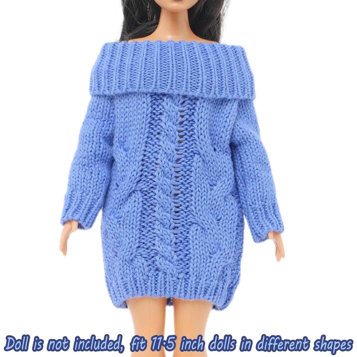 Suéter de Cuello Alto Azul BJDBUS para Muñeca 29 cm