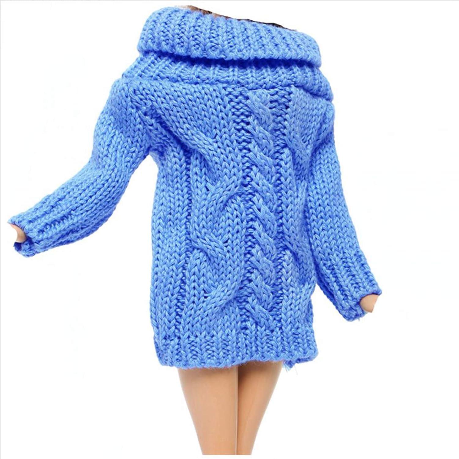 Suéter de Cuello Alto Azul BJDBUS para Muñeca 29 cm