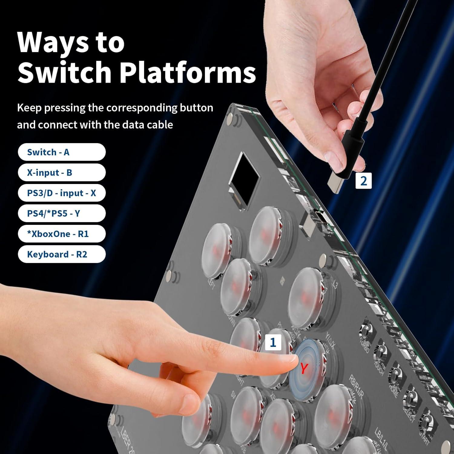 Controlador Arcade AceGamer T16 16 Teclas RGB Turbo PC/PS4/Switch