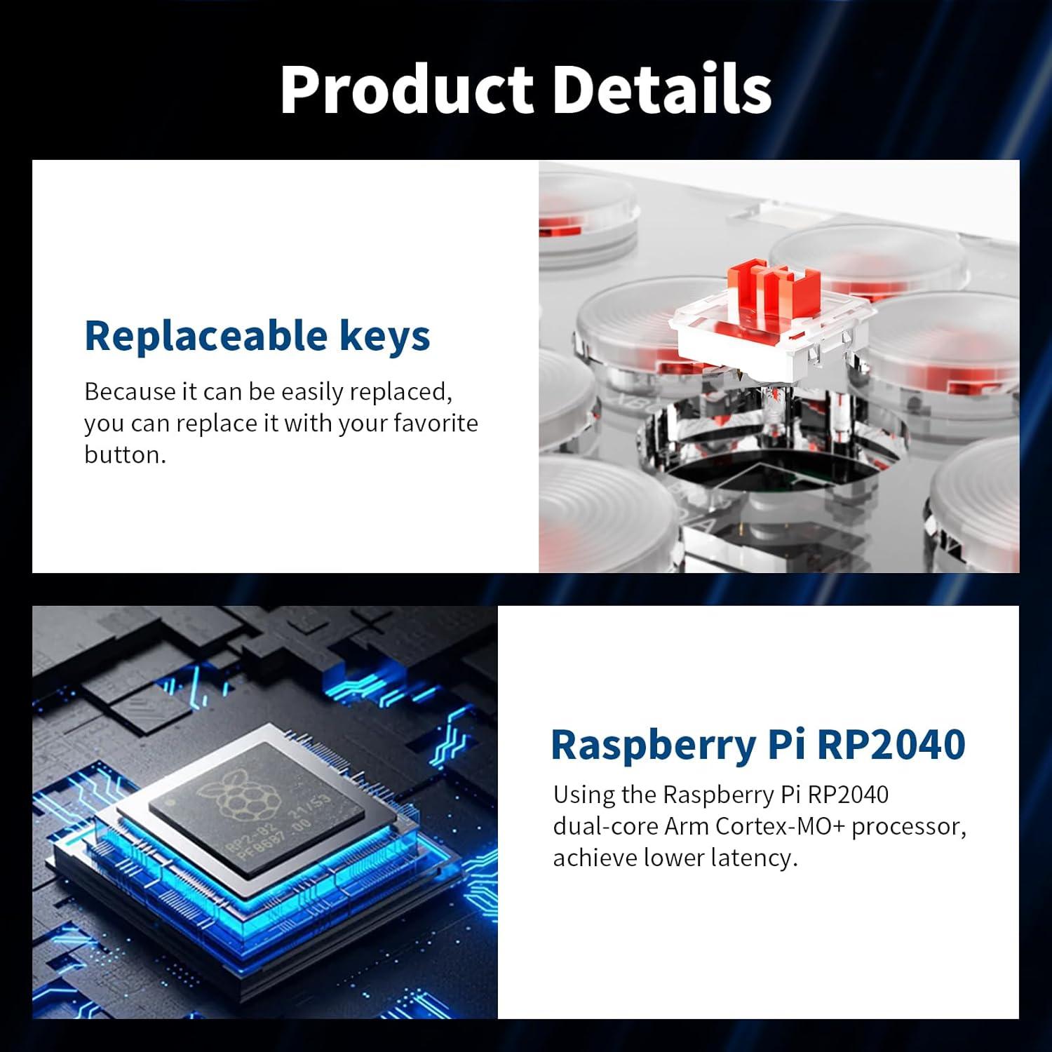 Controlador Arcade AceGamer T16 16 Teclas RGB Turbo PC/PS4/Switch