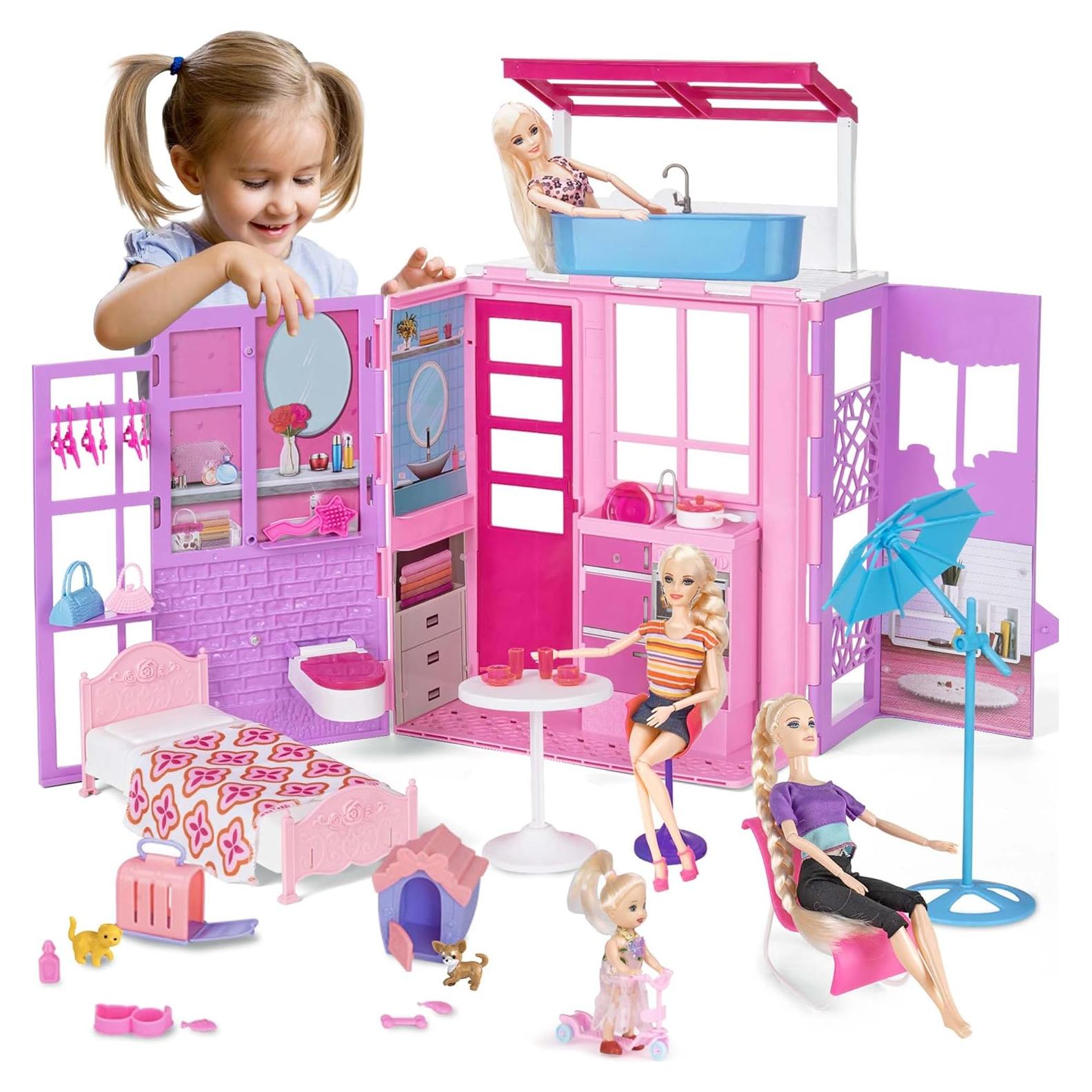 Casa de Muñecas BETTINA Plegable 2 Pisos 37 Accesorios