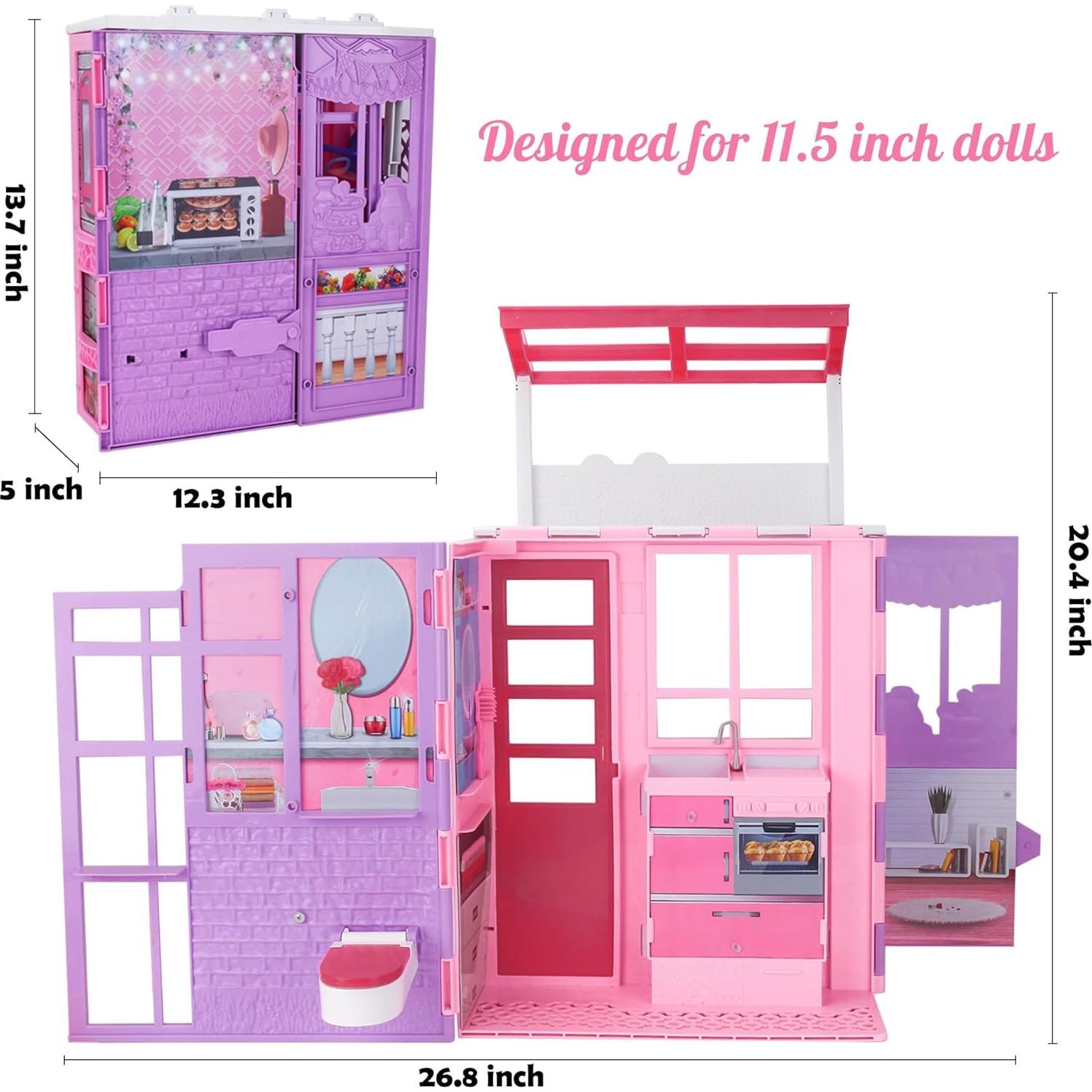 Casa de Muñecas BETTINA Plegable 2 Pisos 37 Accesorios