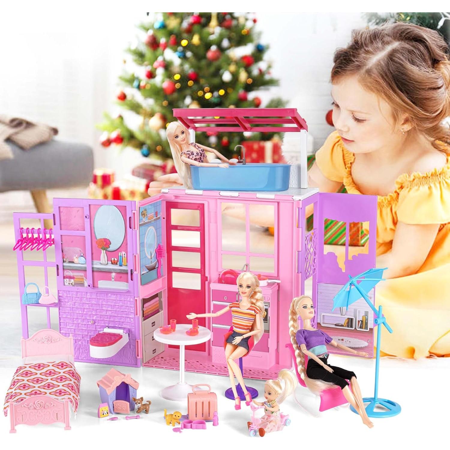 Casa de Muñecas BETTINA Plegable 2 Pisos 37 Accesorios