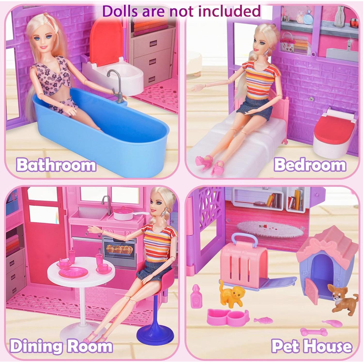 Casa de Muñecas BETTINA Plegable 2 Pisos 37 Accesorios