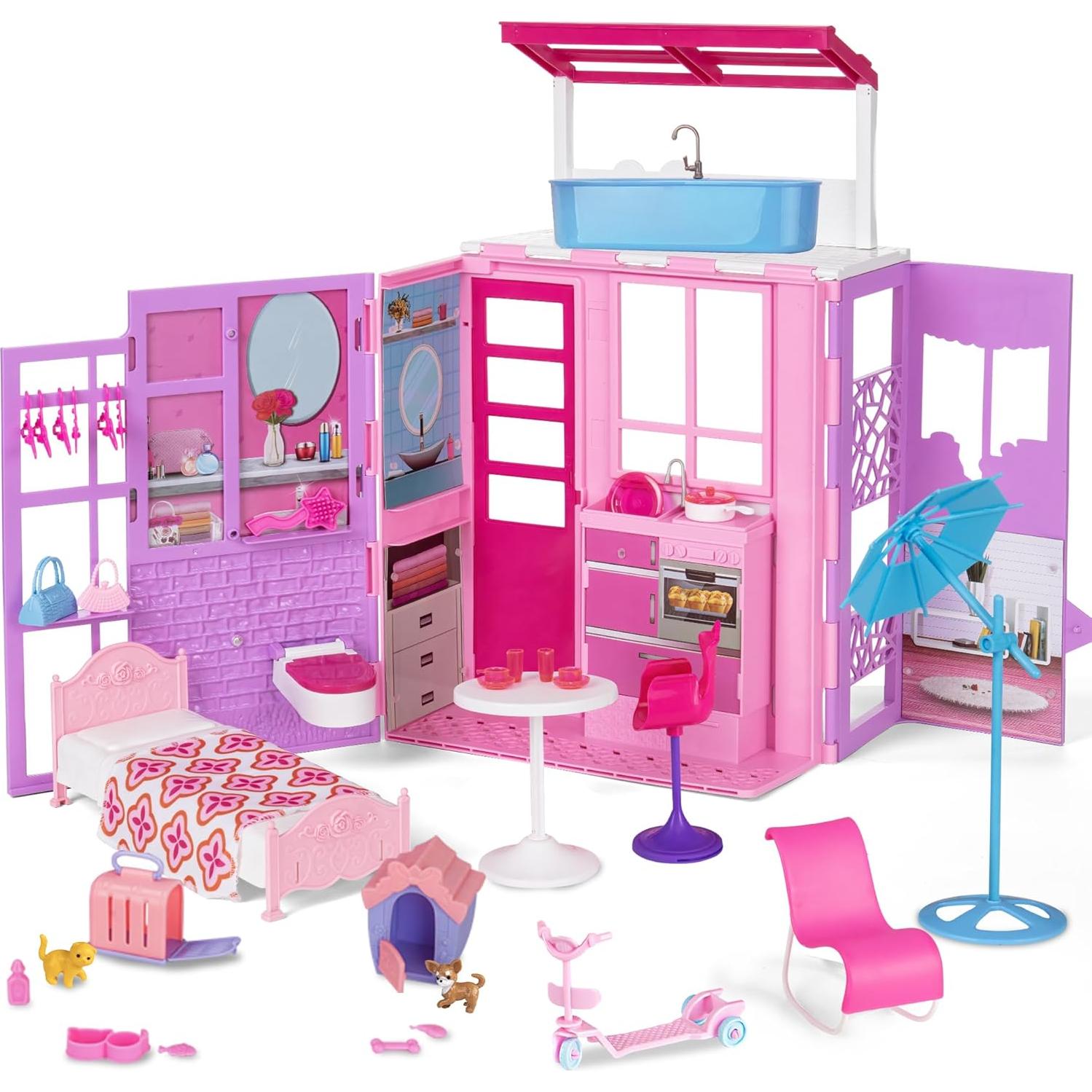 Casa de Muñecas BETTINA Plegable 2 Pisos 37 Accesorios