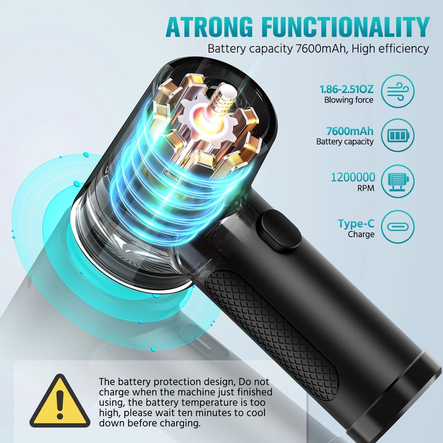 Soplador de aire COMOBELIEF 120000RPM 3 velocidades recargable