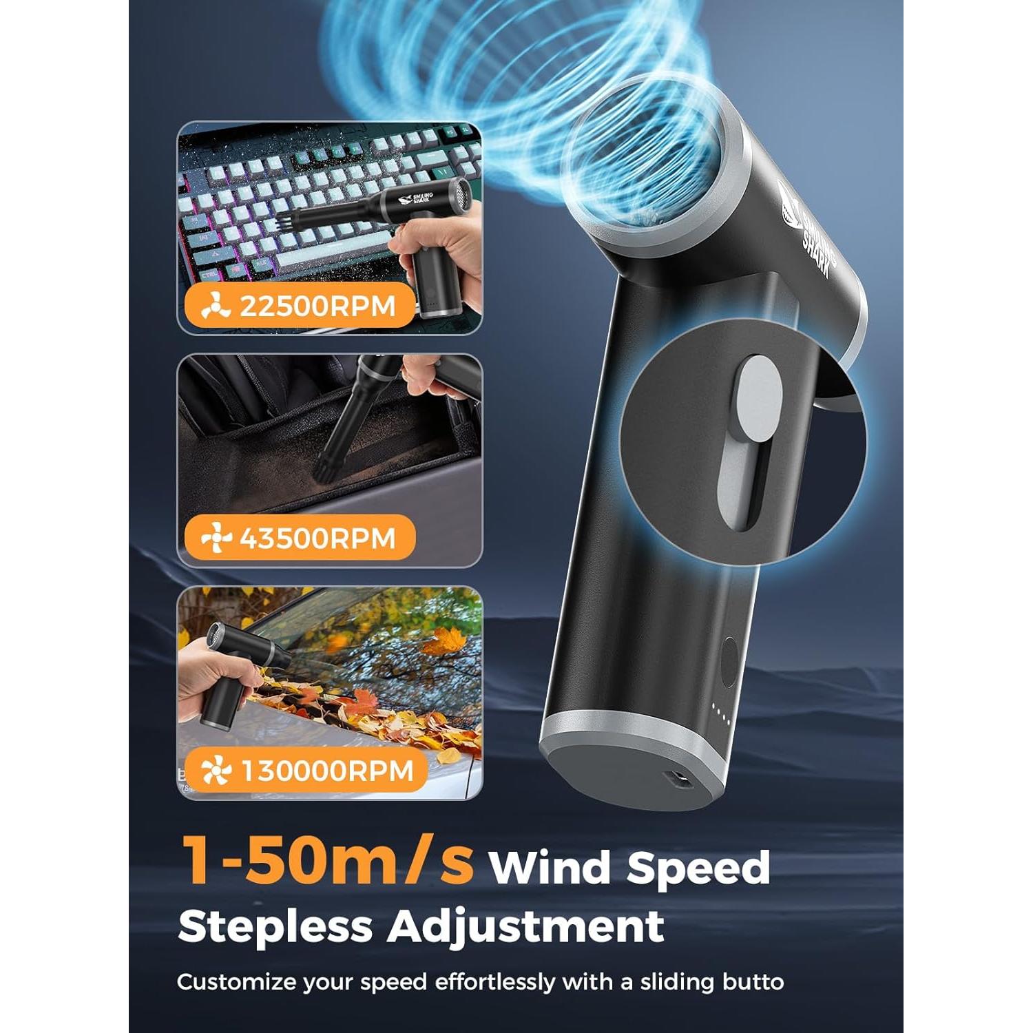 Soplador de Aire Eléctrico Smiling Shark J01 130000RPM Negro