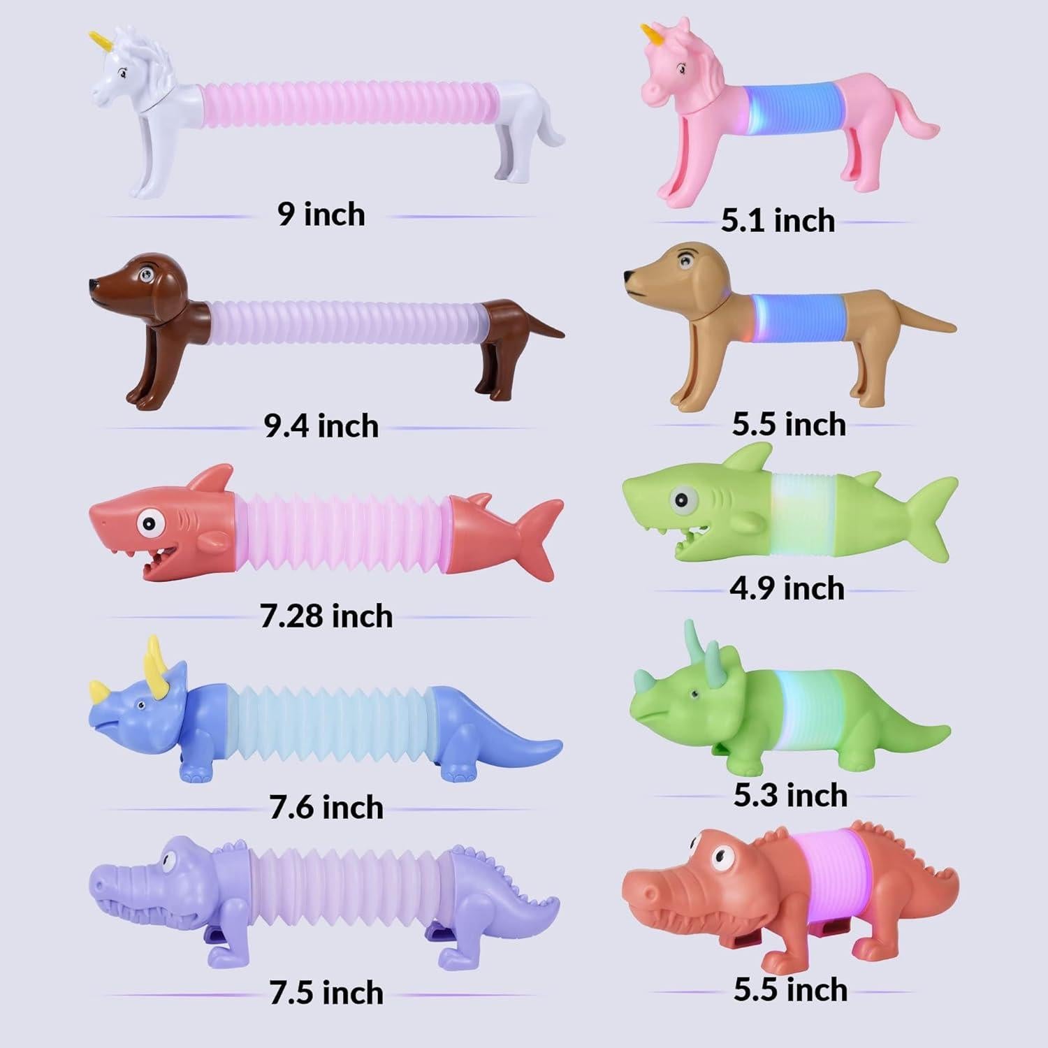 Paquete de 10 Tubos LED Pop Boxgear para Niños - Juguetes Sensoriales