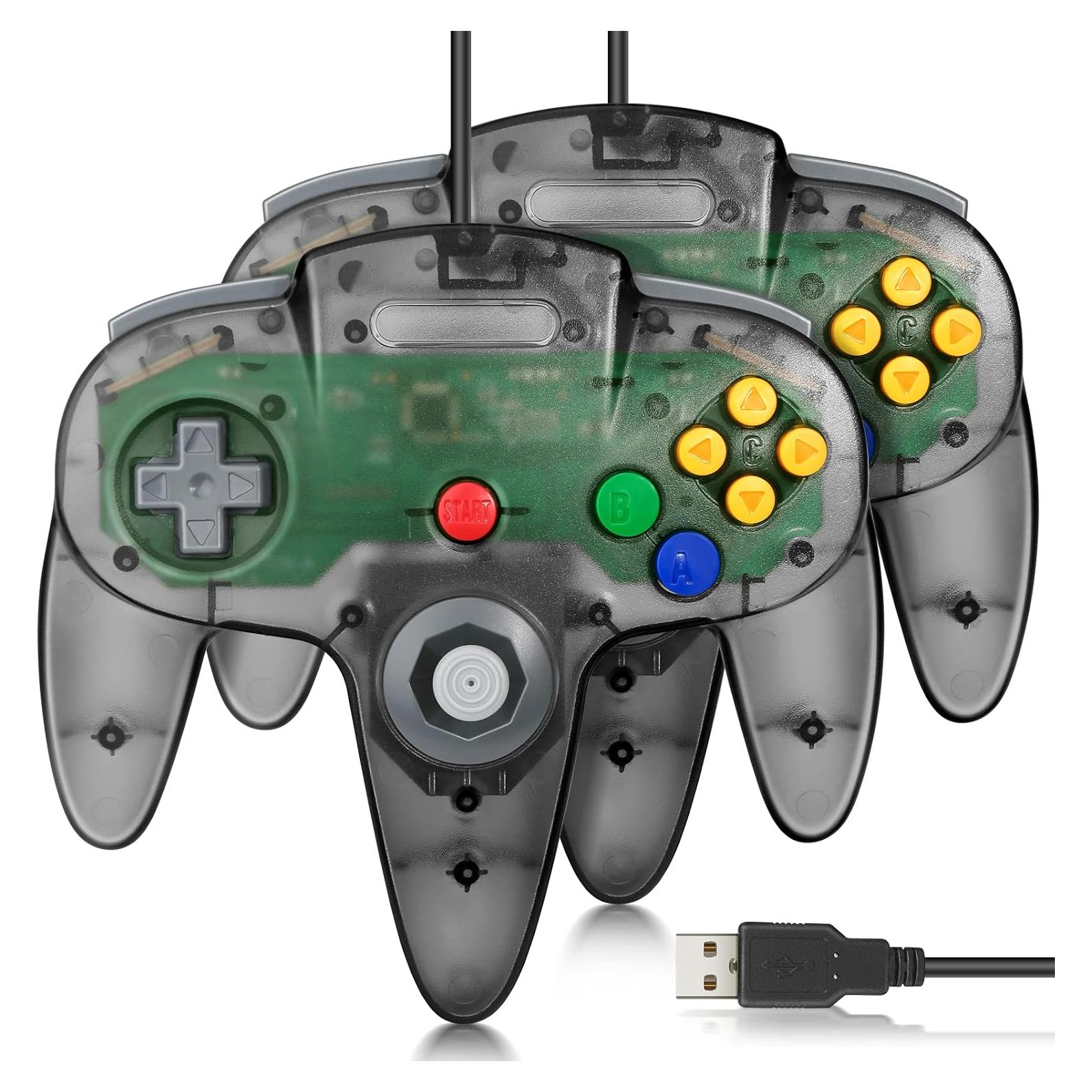Paquete de 2 Controladores USB FISUPER N64 para PC y Raspberry Pi