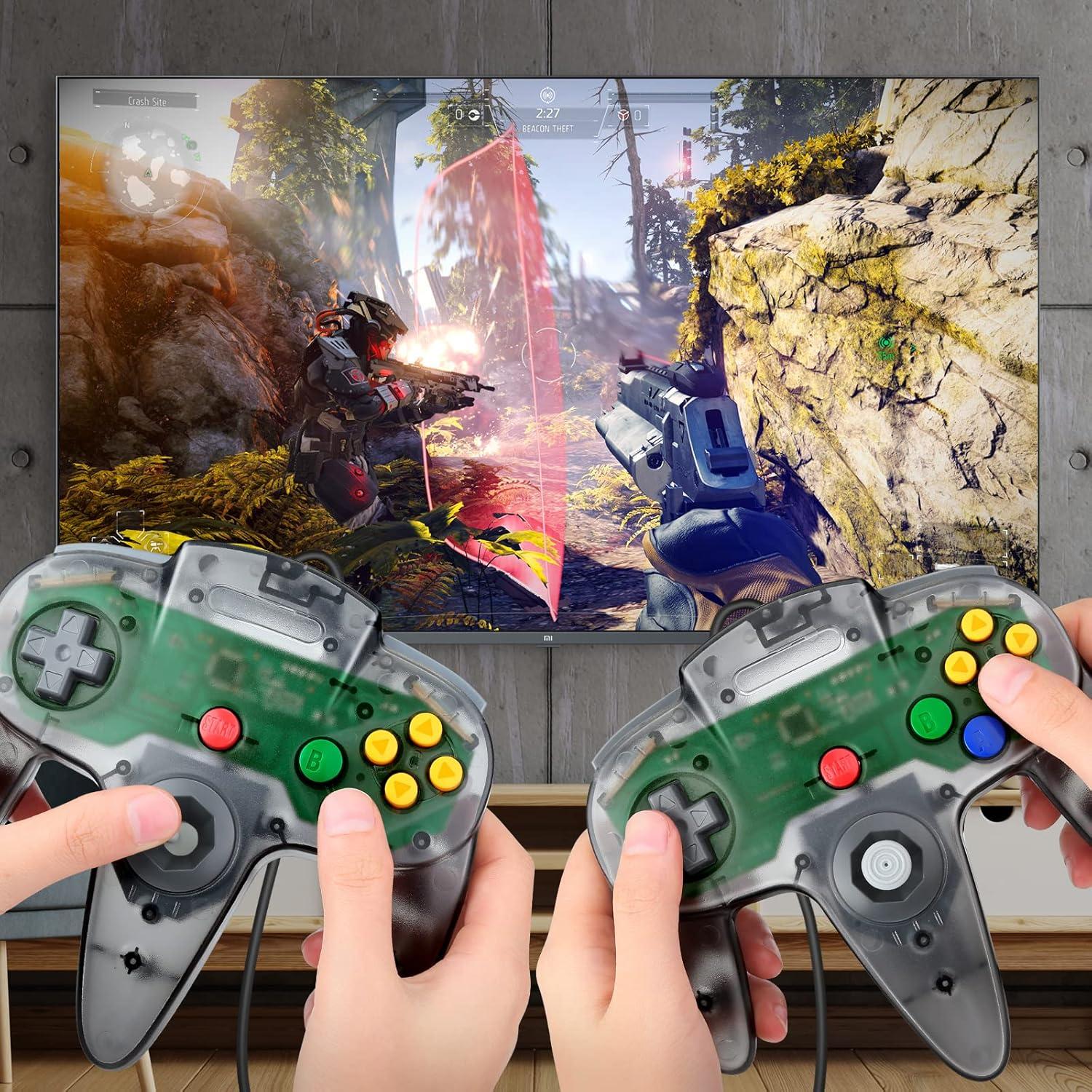 Paquete de 2 Controladores USB FISUPER N64 para PC y Raspberry Pi