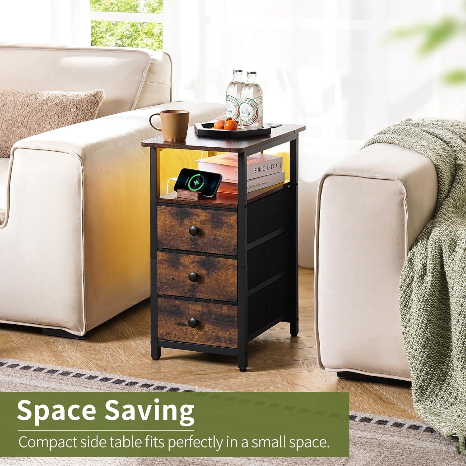 Mesa Lateral Yoobure con Carga USB y 3 Cajones