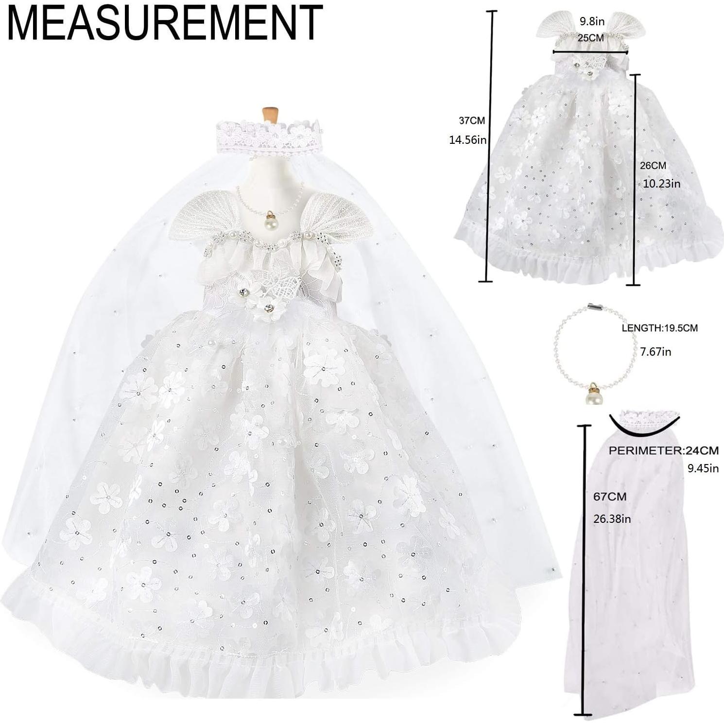 Conjunto de Vestido de Boda para Muñeca 18" Lausomile