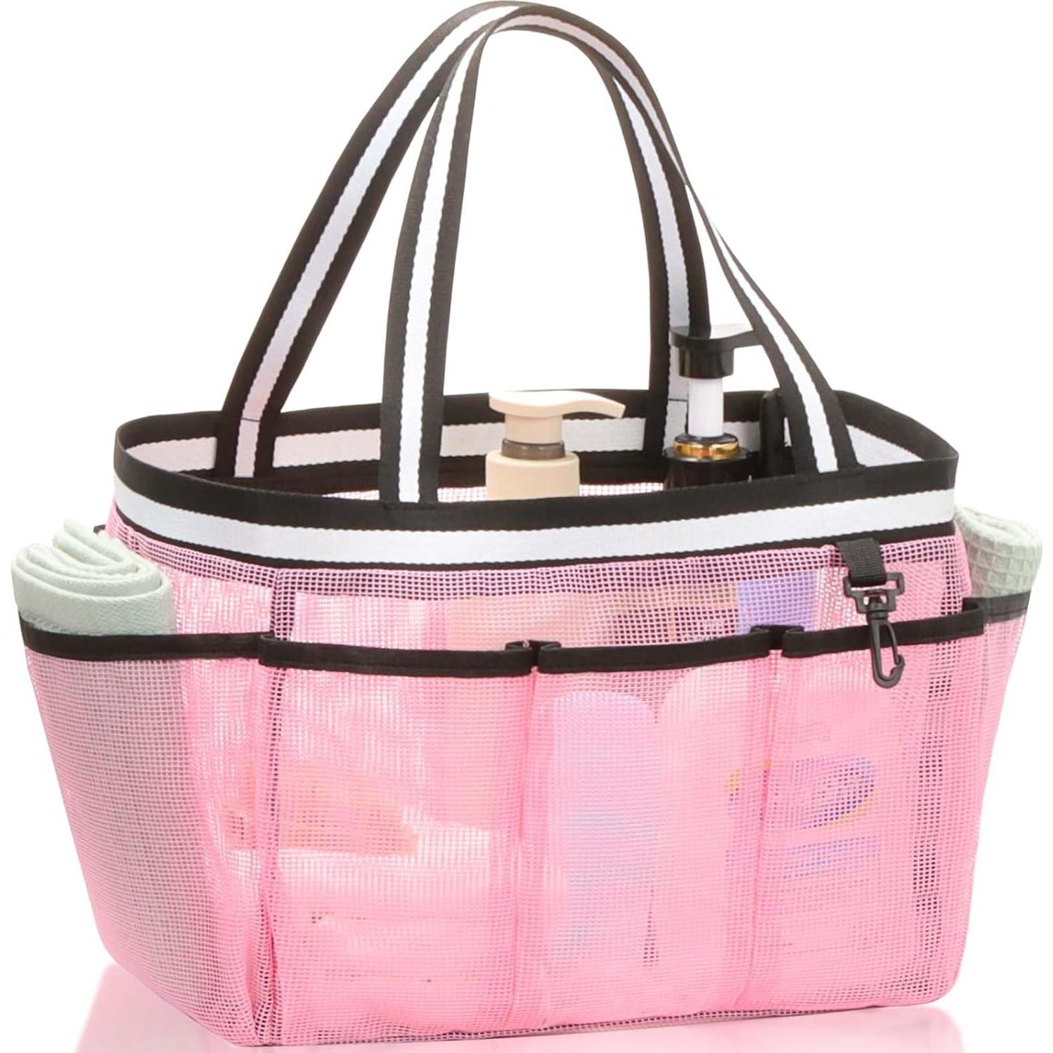 Caddy de Ducha Ocim XL Portátil Malla Rosa 7 Bolsillos