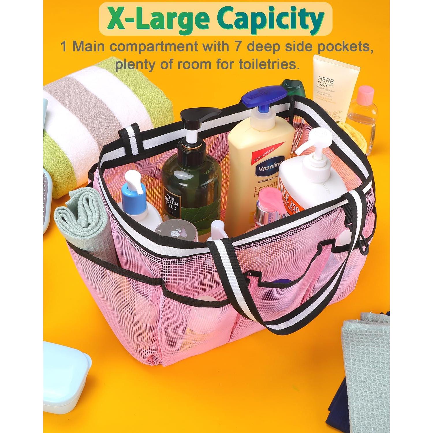 Caddy de Ducha Ocim XL Portátil Malla Rosa 7 Bolsillos