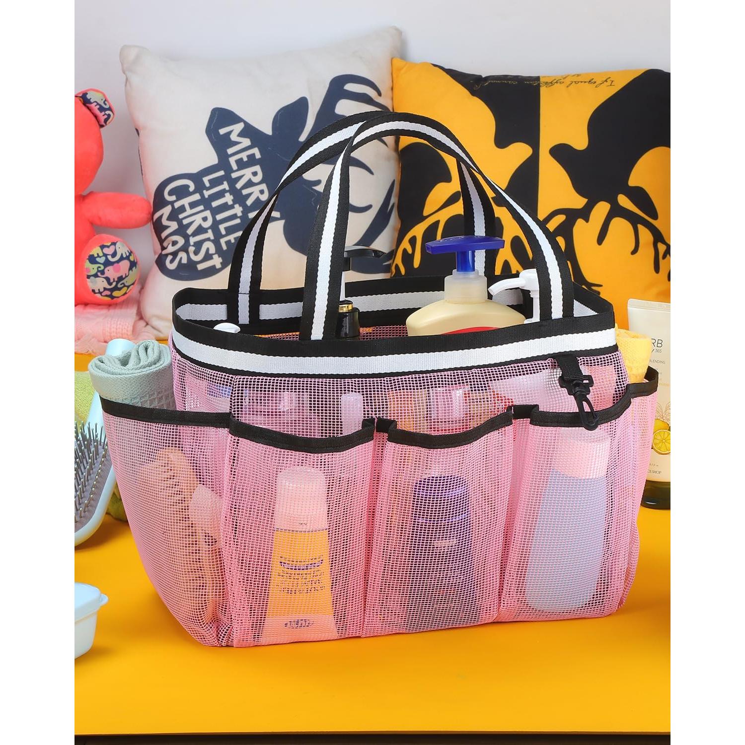 Caddy de Ducha Ocim XL Portátil Malla Rosa 7 Bolsillos