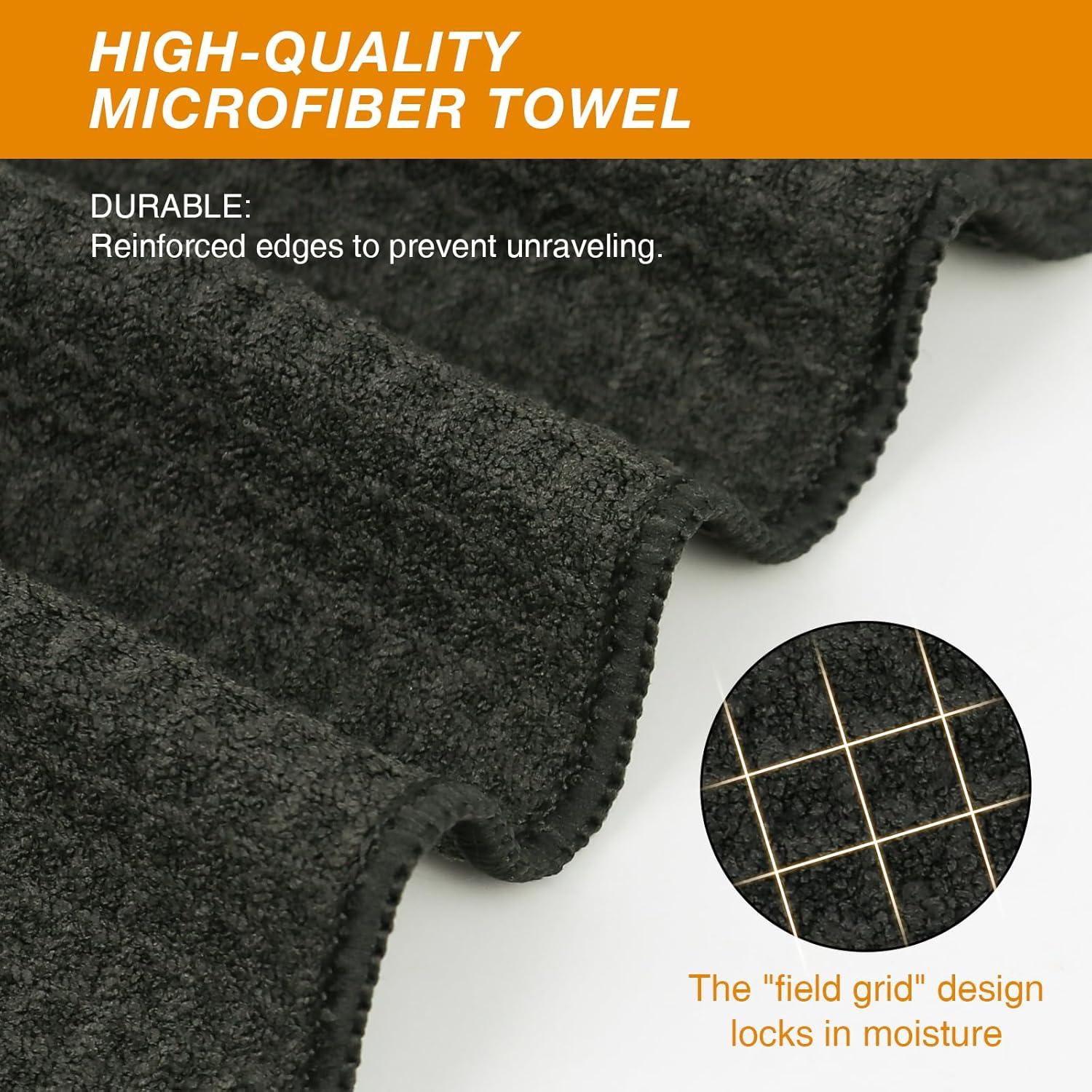 Toalla de Camping SOOWASH 3 Pzas Microfibra Negra 68x140cm