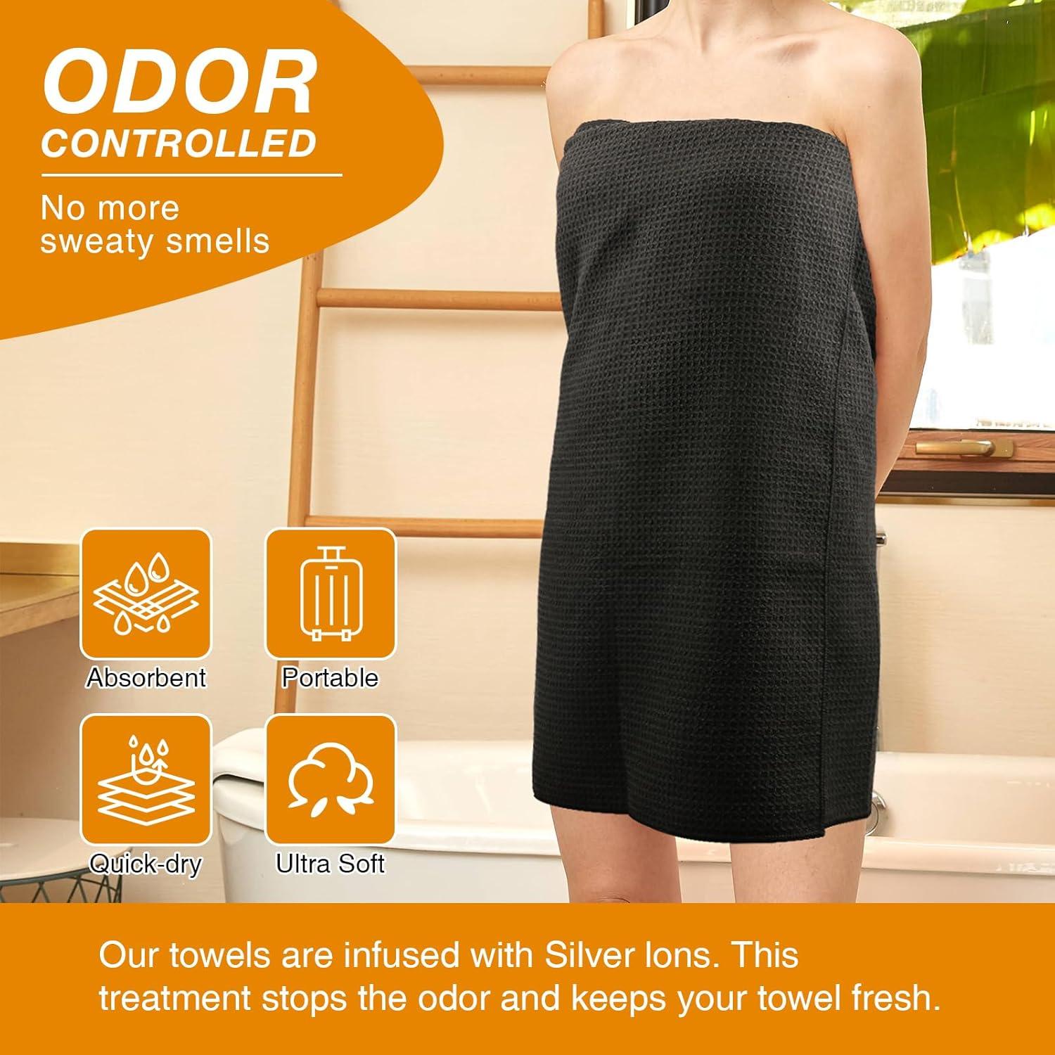 Toalla de Camping SOOWASH 3 Pzas Microfibra Negra 68x140cm