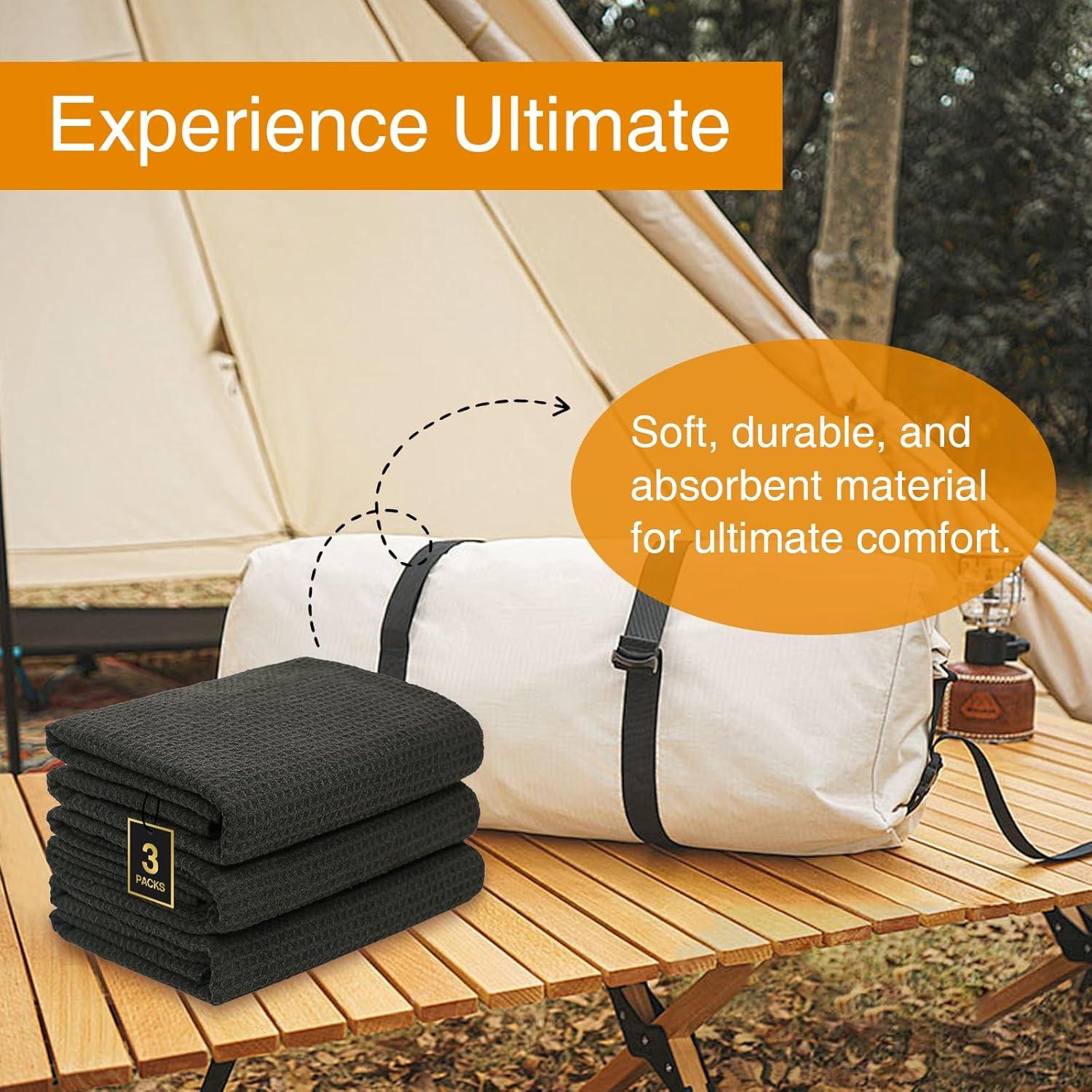 Toalla de Camping SOOWASH 3 Pzas Microfibra Negra 68x140cm