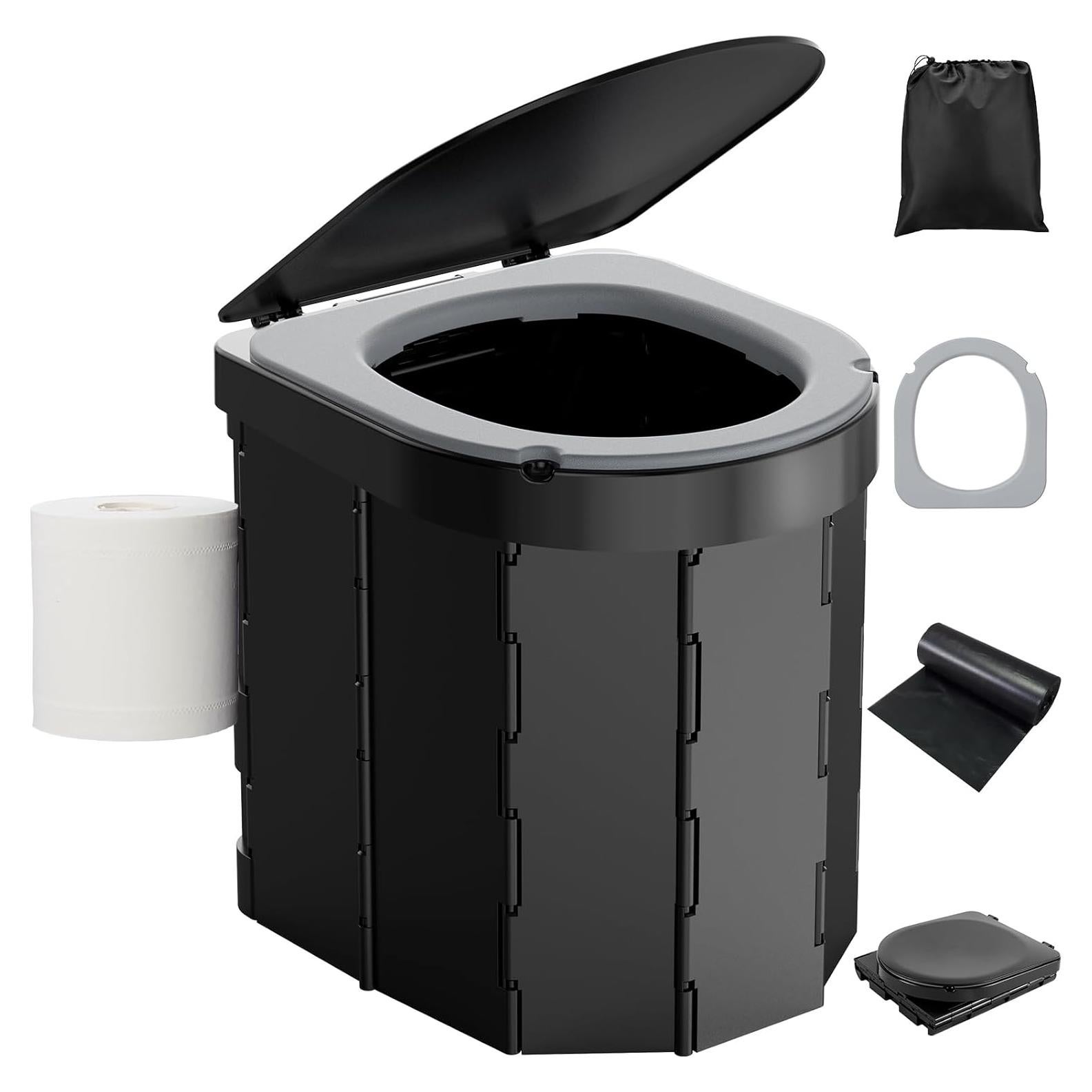 Inodoro Portátil PAHTTO Plegable con Cojín y Soporte Papel