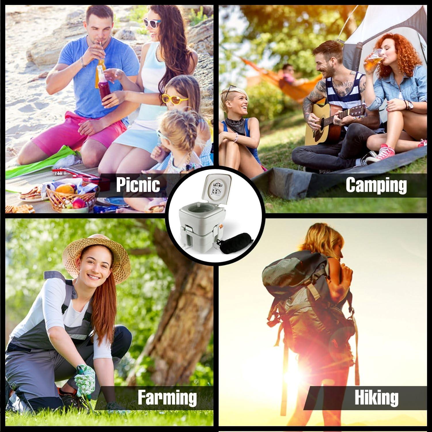 Inodoro Portátil SereneLife 5.2 Galones con Bolsa Gris